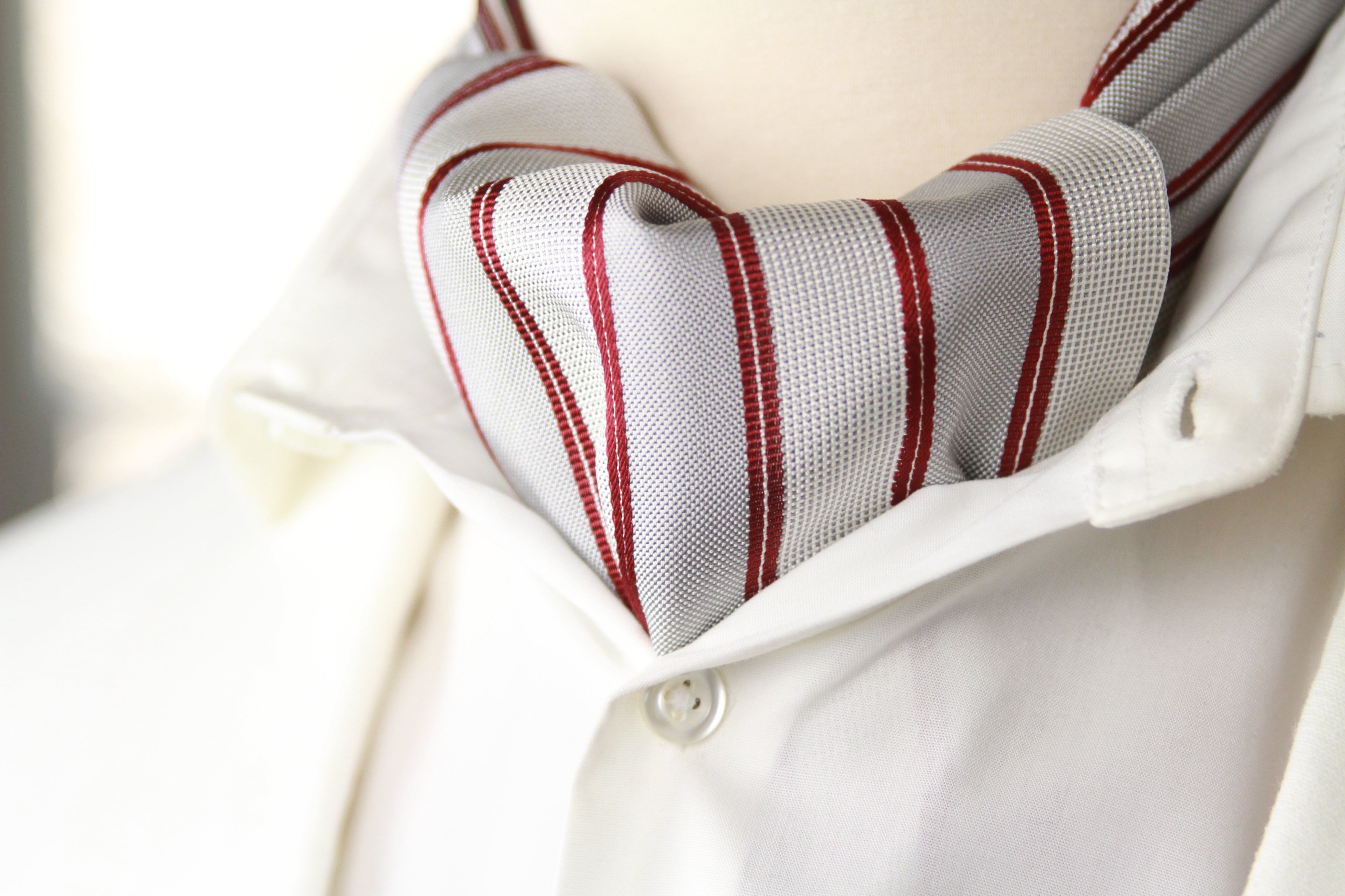Reversible Silk striped geometrical ornament Ascot Burgundy Maroon A123b