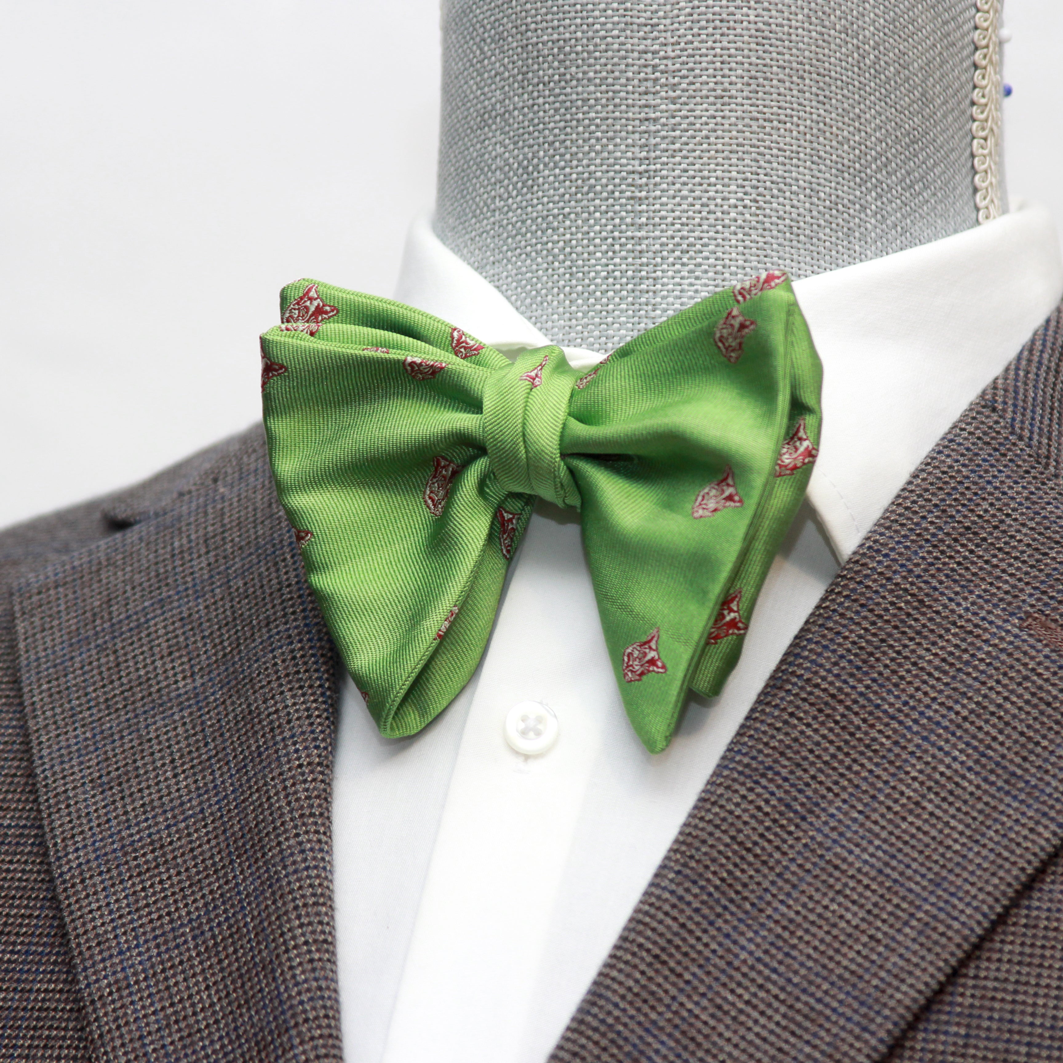 Green Men's Large Silk Bow Tie