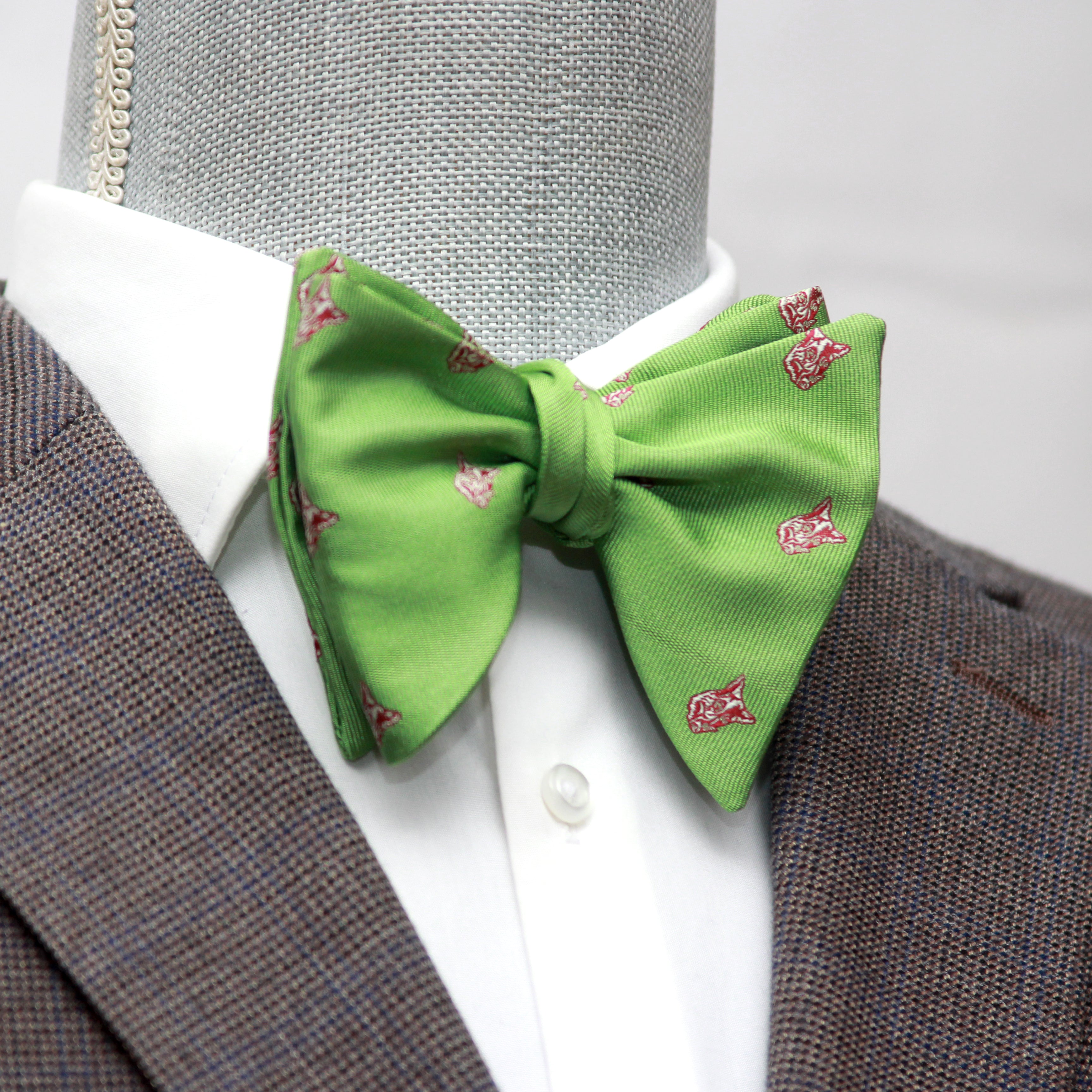 Green Men's Large Silk Bow Tie