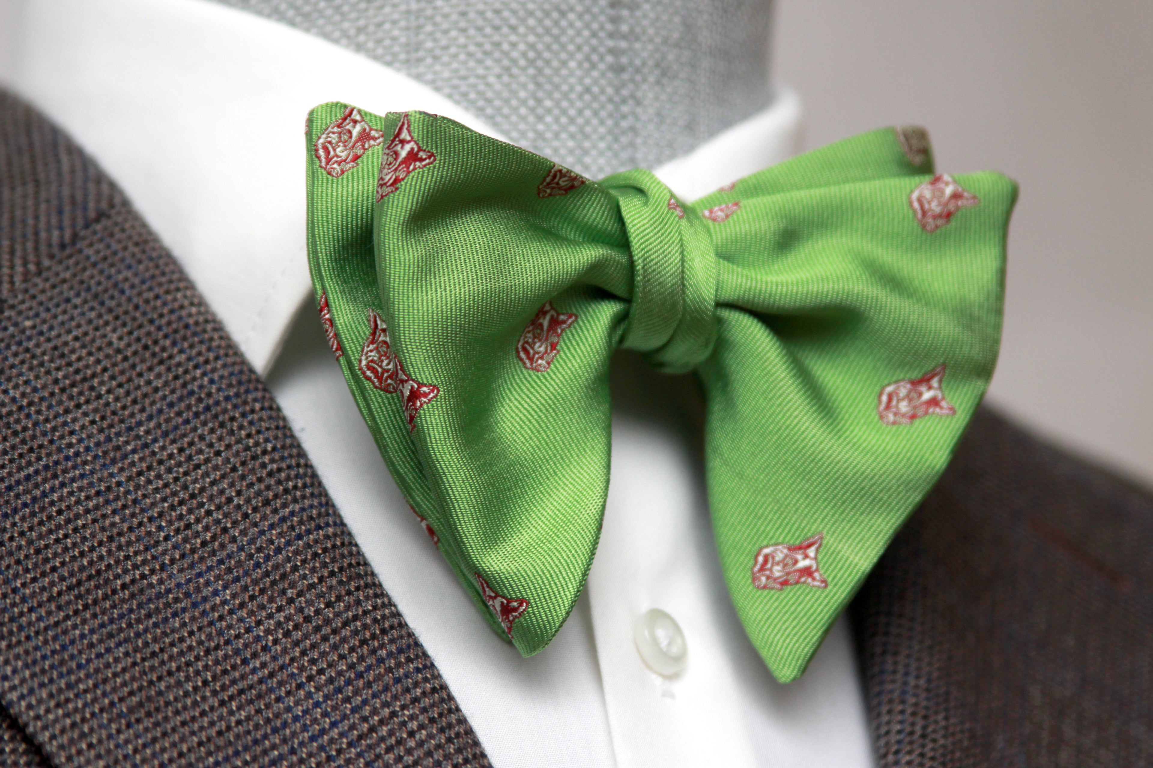 Green Men's Large Silk Bow Tie