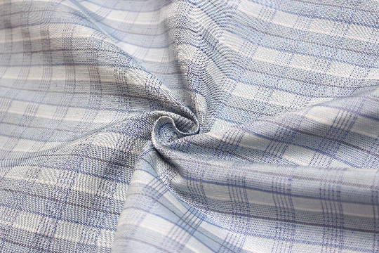 Blue Plaid Silk Fabric