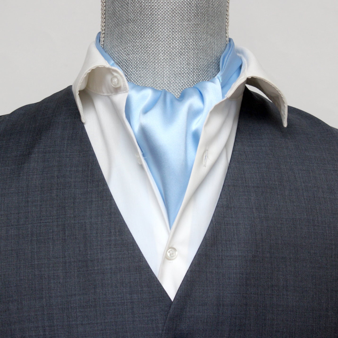 Ice Blue Silk Ascot