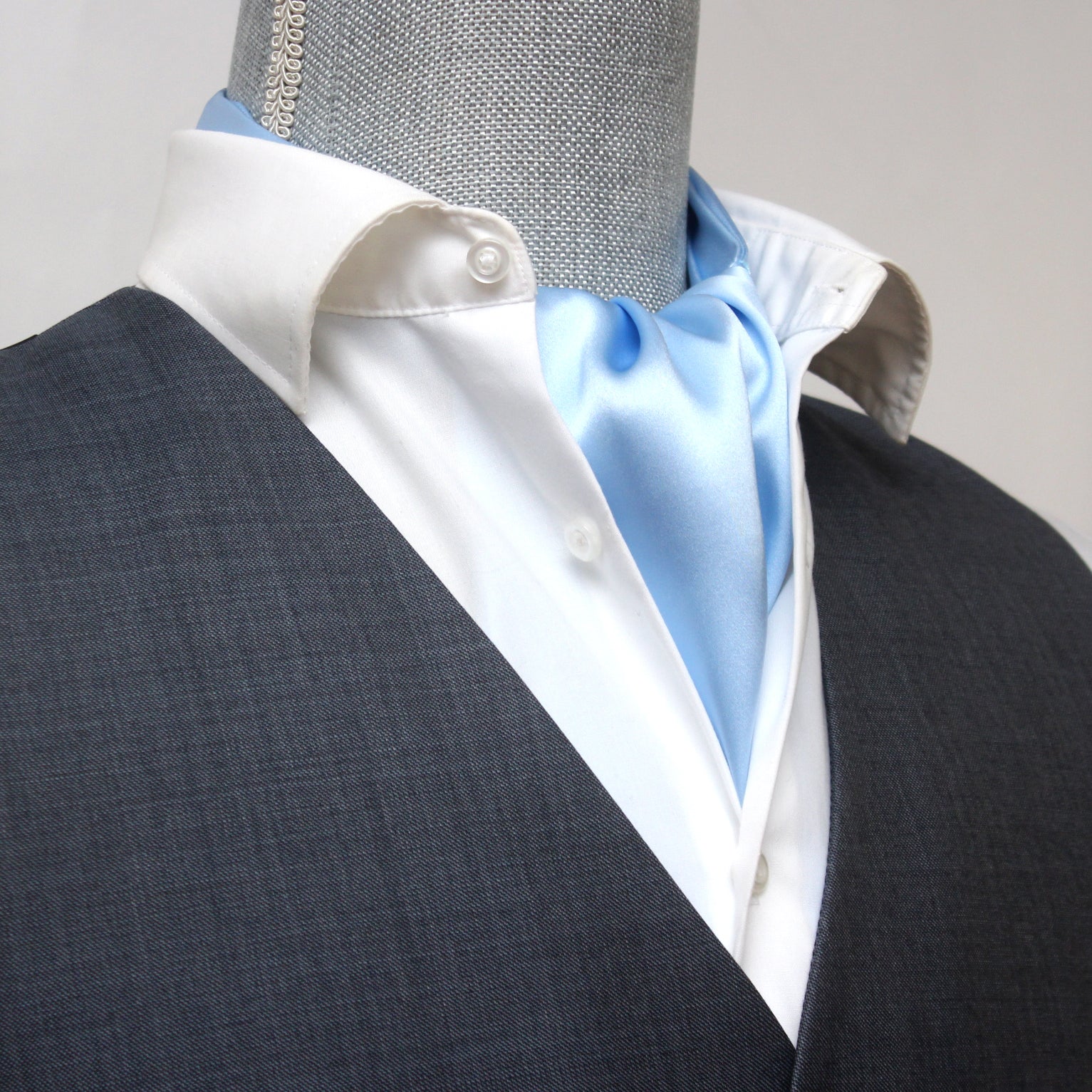 Ice Blue Silk Ascot