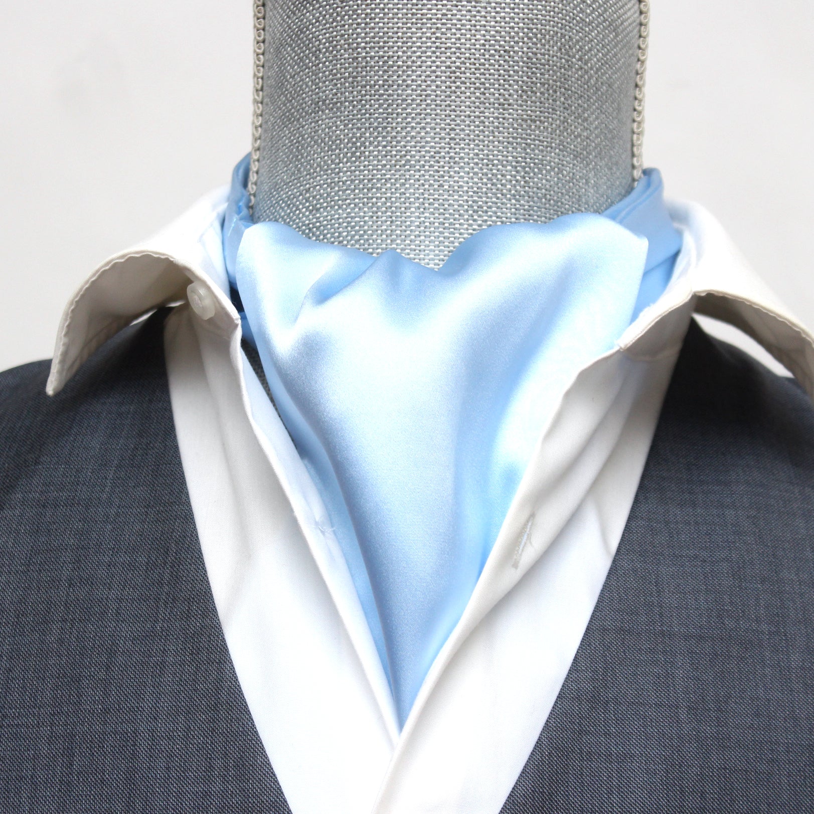 Ice Blue Silk Ascot