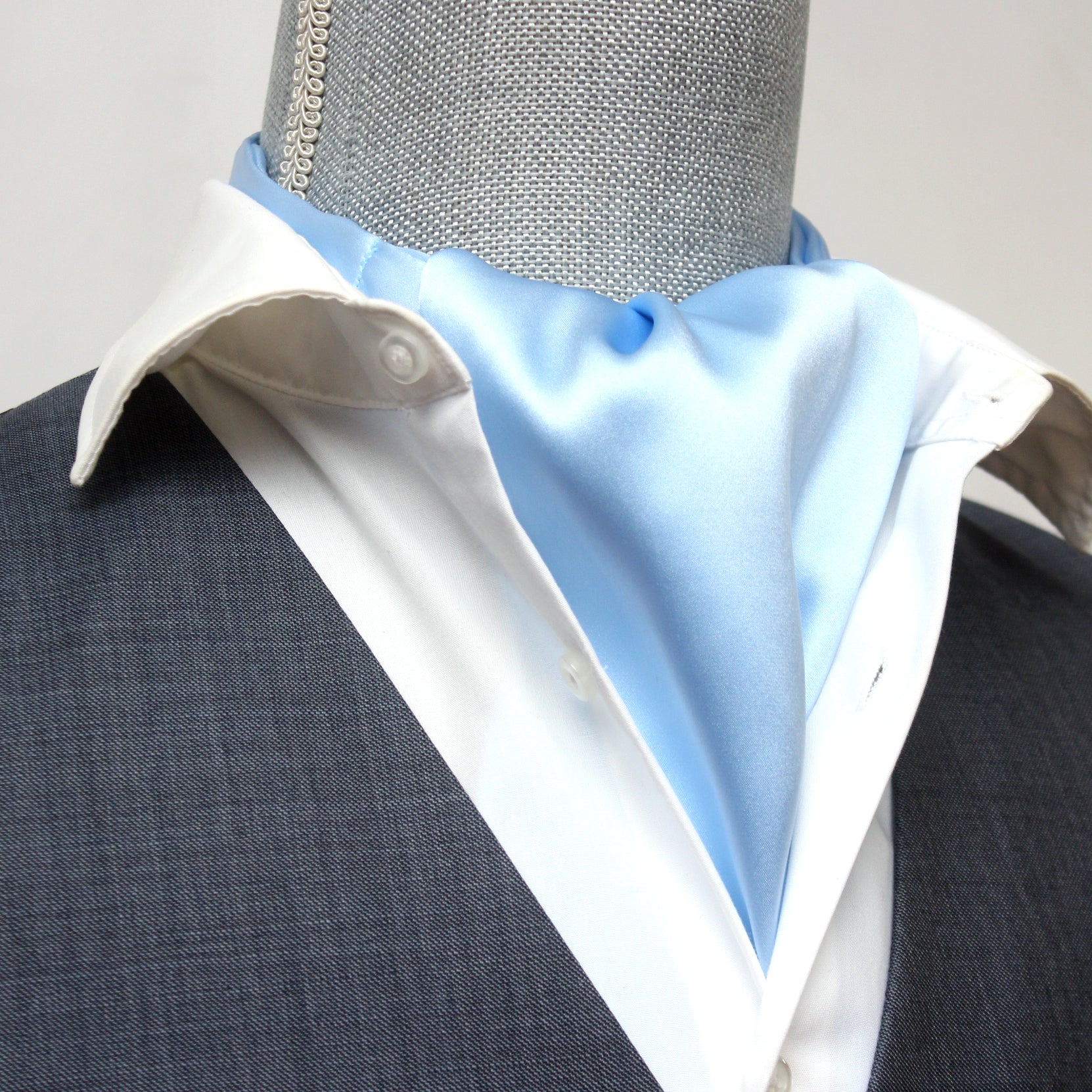 Ice Blue Silk Ascot