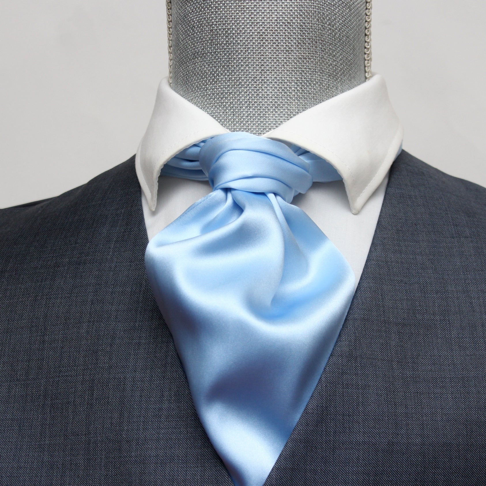 Ice Blue Silk Ascot