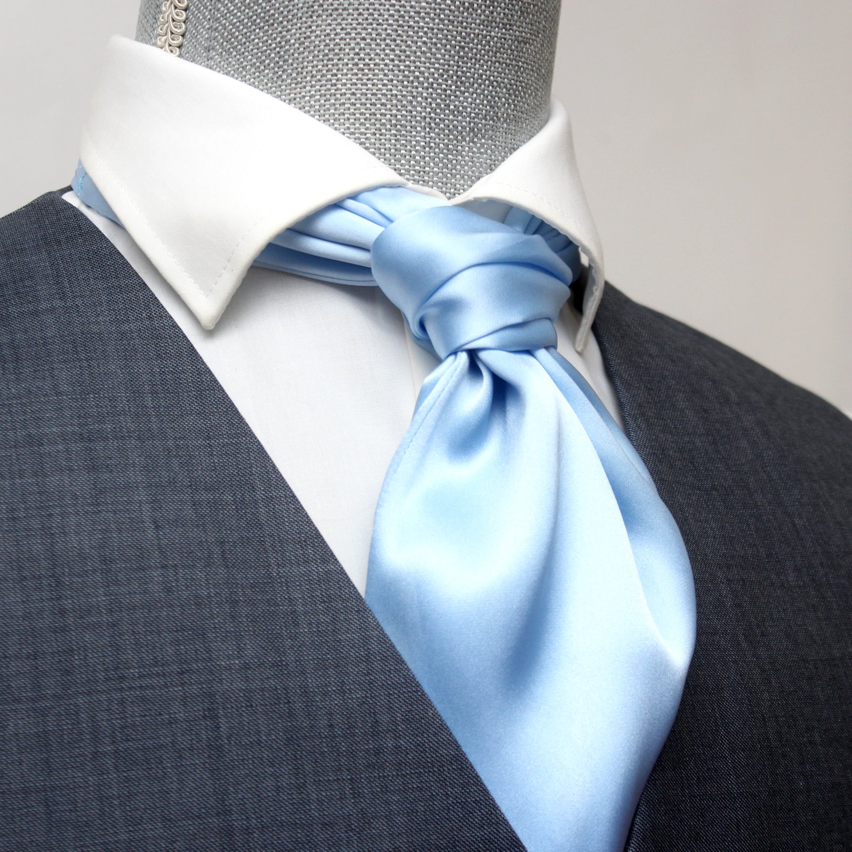 Ice Blue Silk Ascot