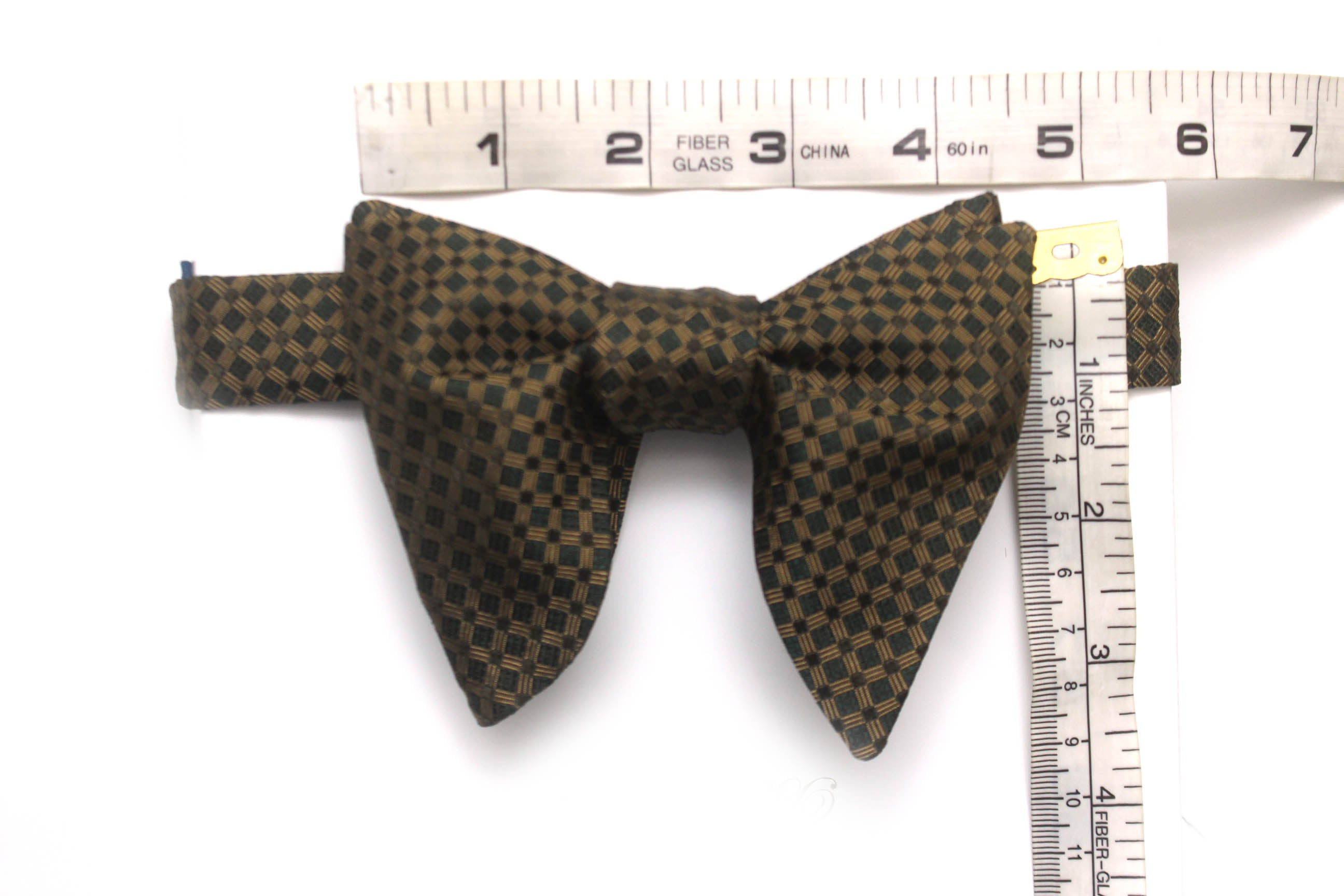 Big Butterfly Gold Emerald Green Silk Self tied Bow Tie