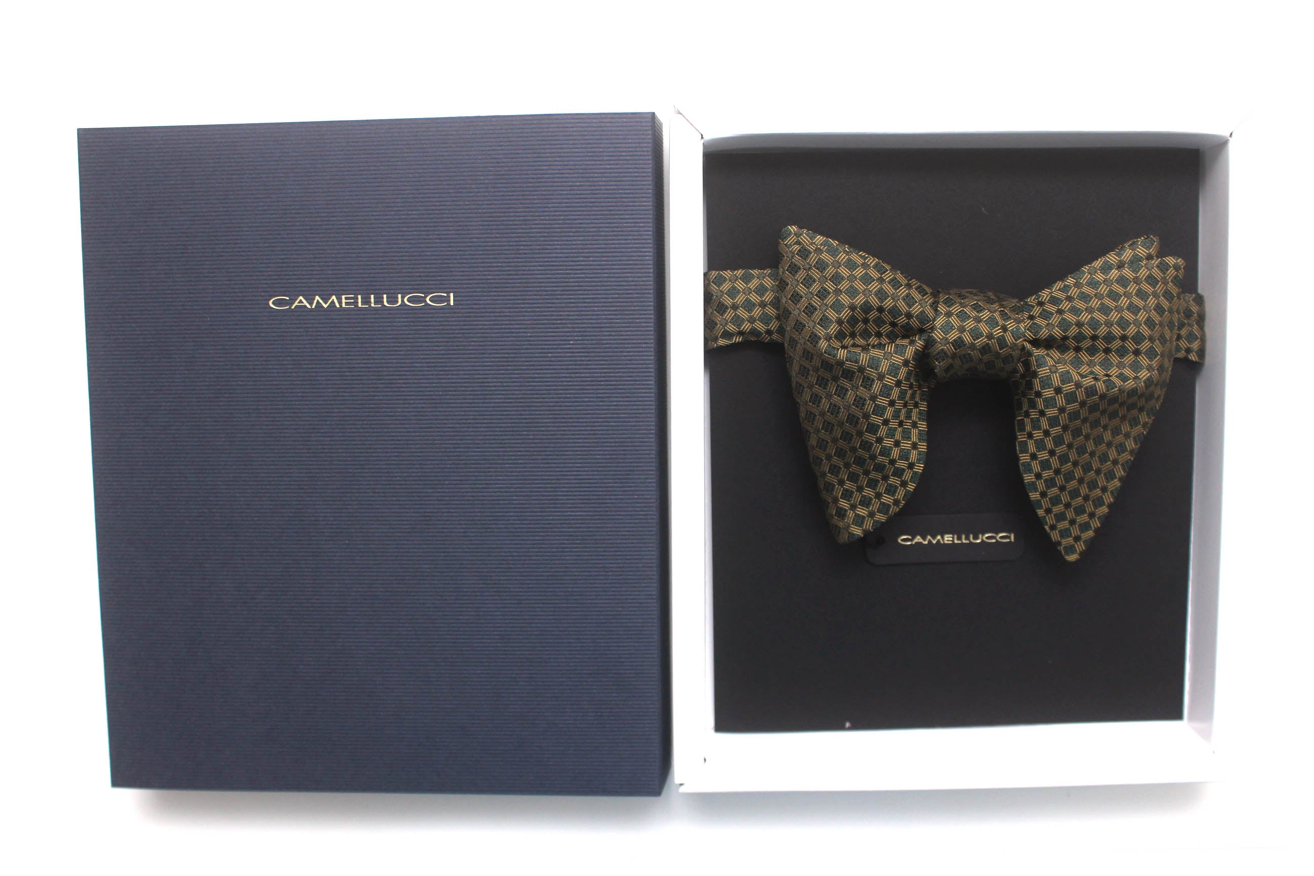 Big Butterfly Gold Emerald Green Silk Self tied Bow Tie