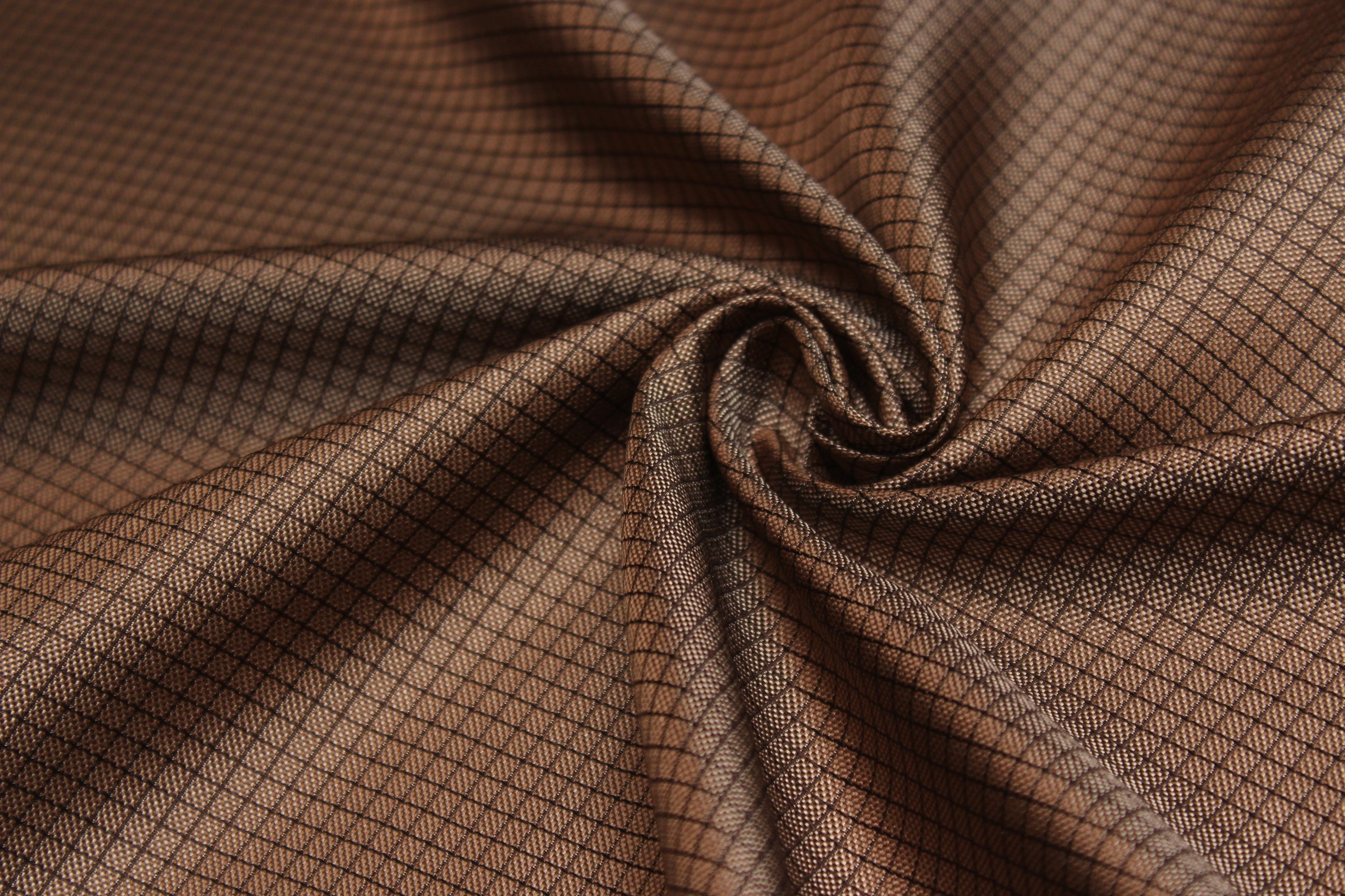 Brown Plaid Silk Fabric