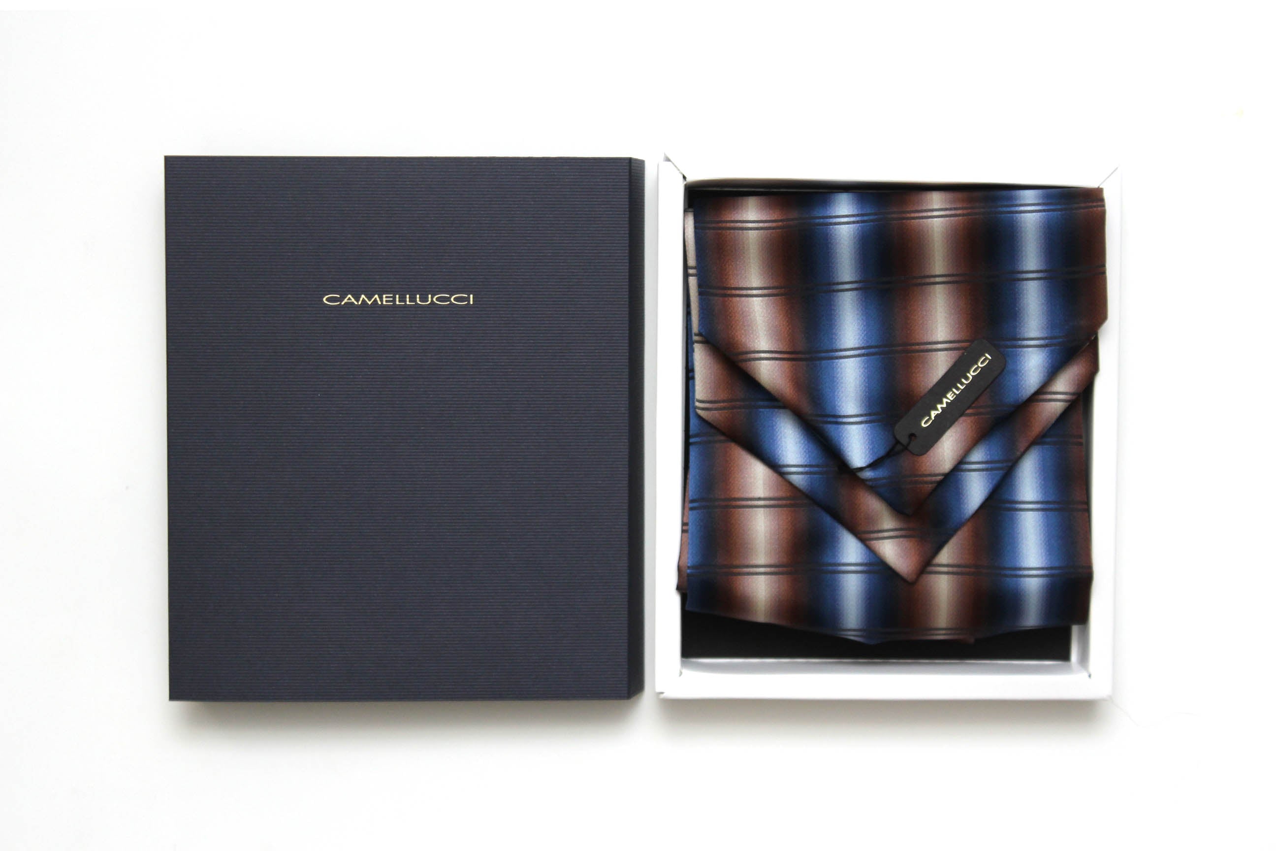 Blue Brown Plaid Silk Ascot