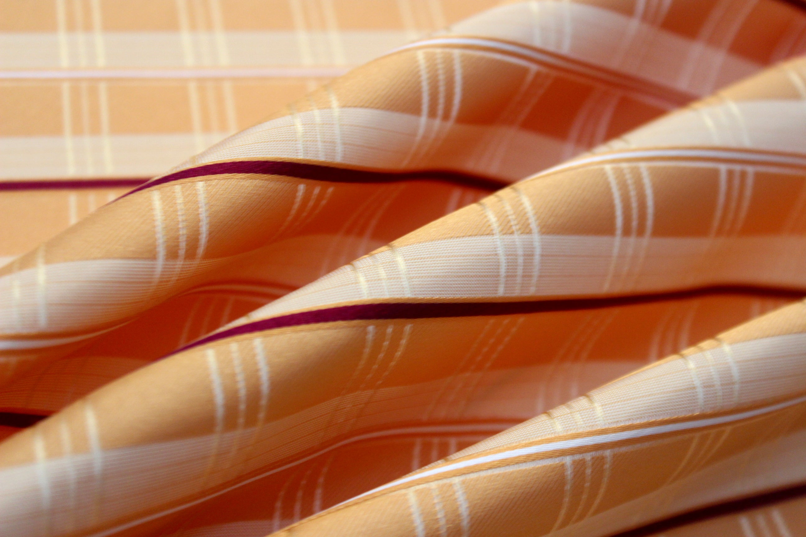 Orange Plaid Silk Fabric