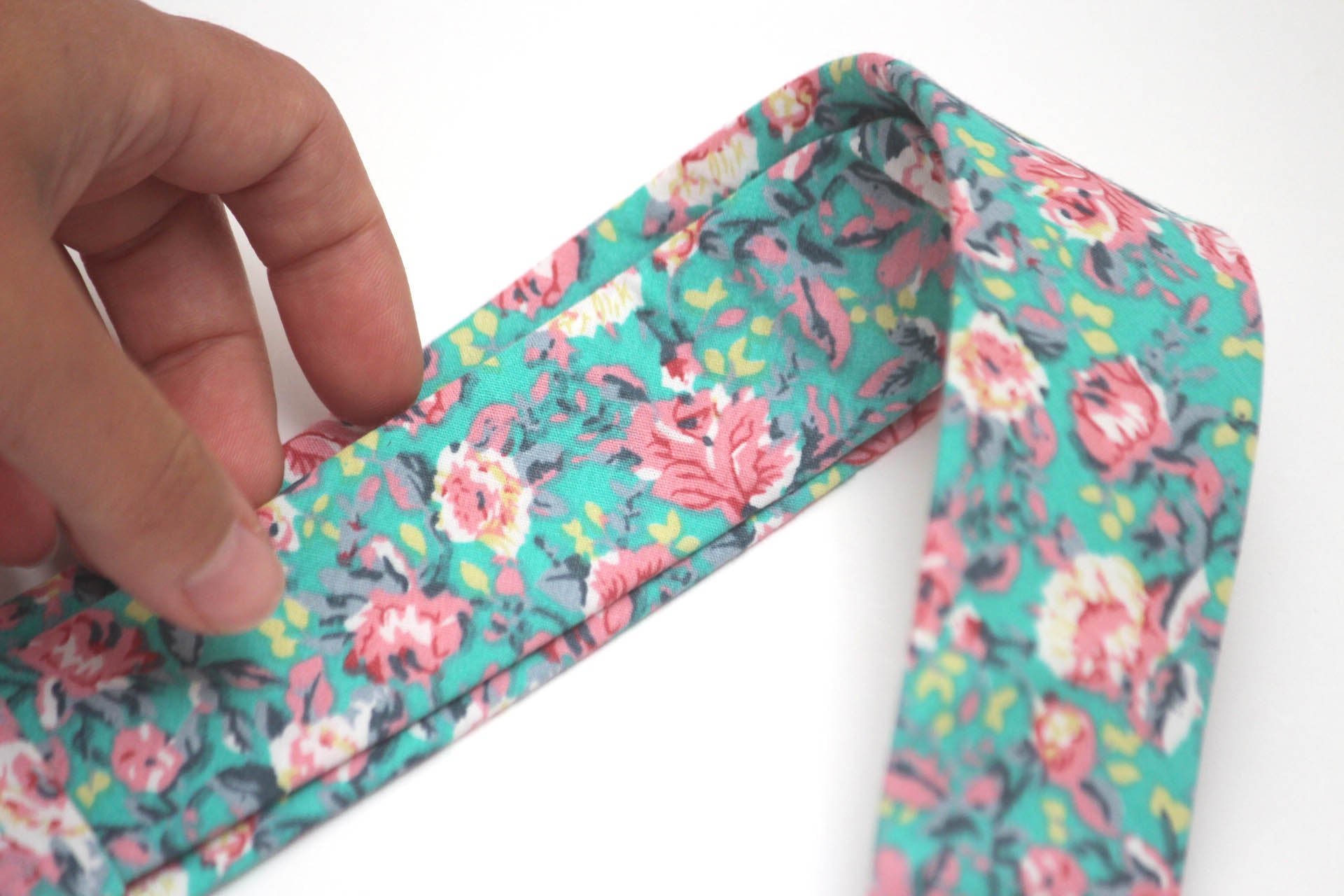 Green Pink Floral Necktie