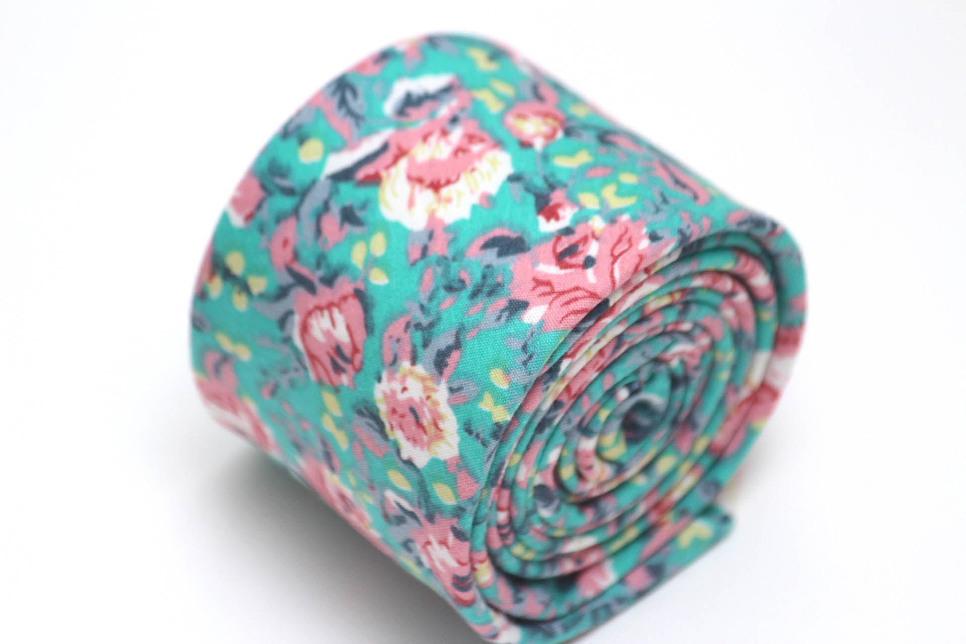 Green Pink Floral Necktie