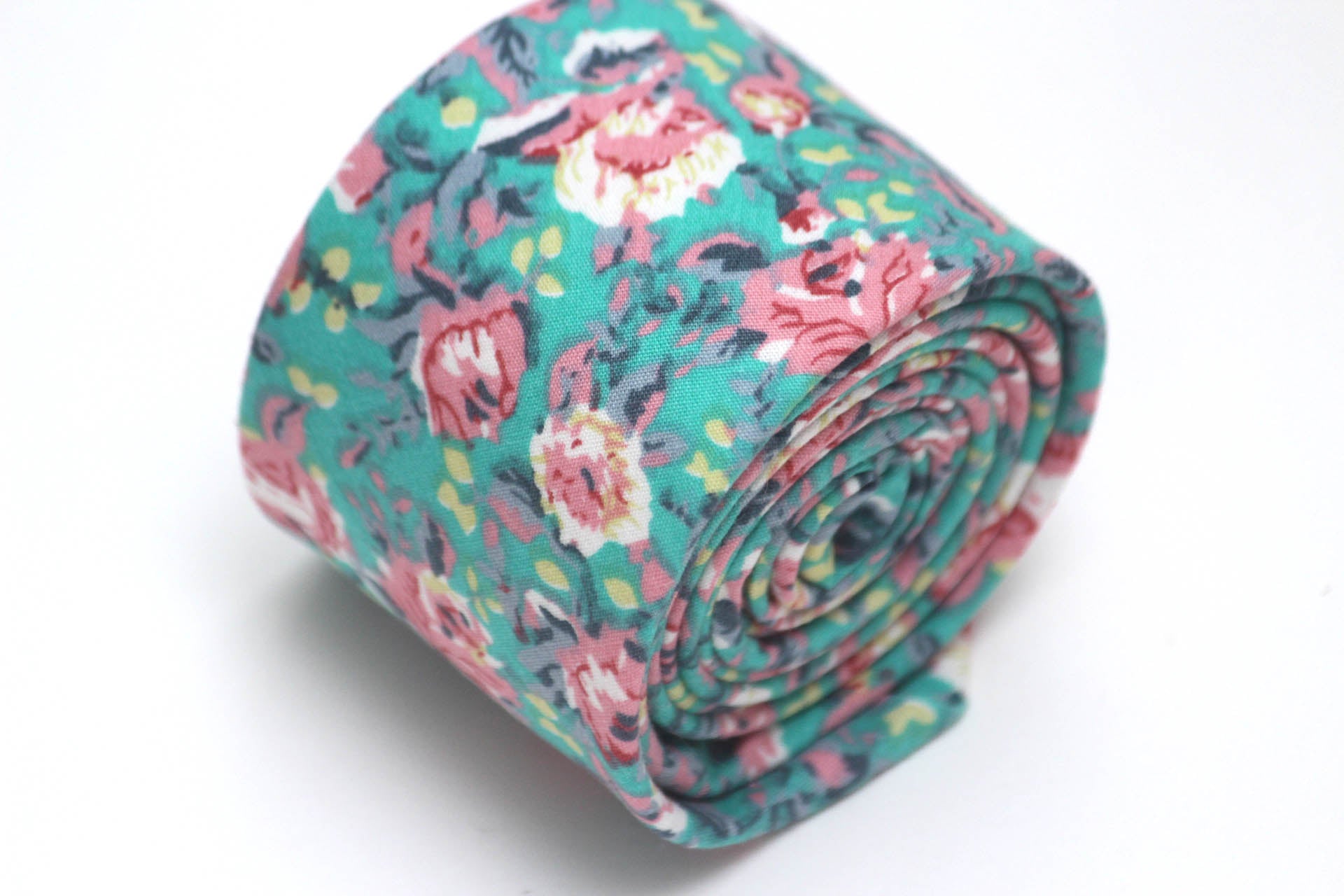 Green Pink Floral Necktie
