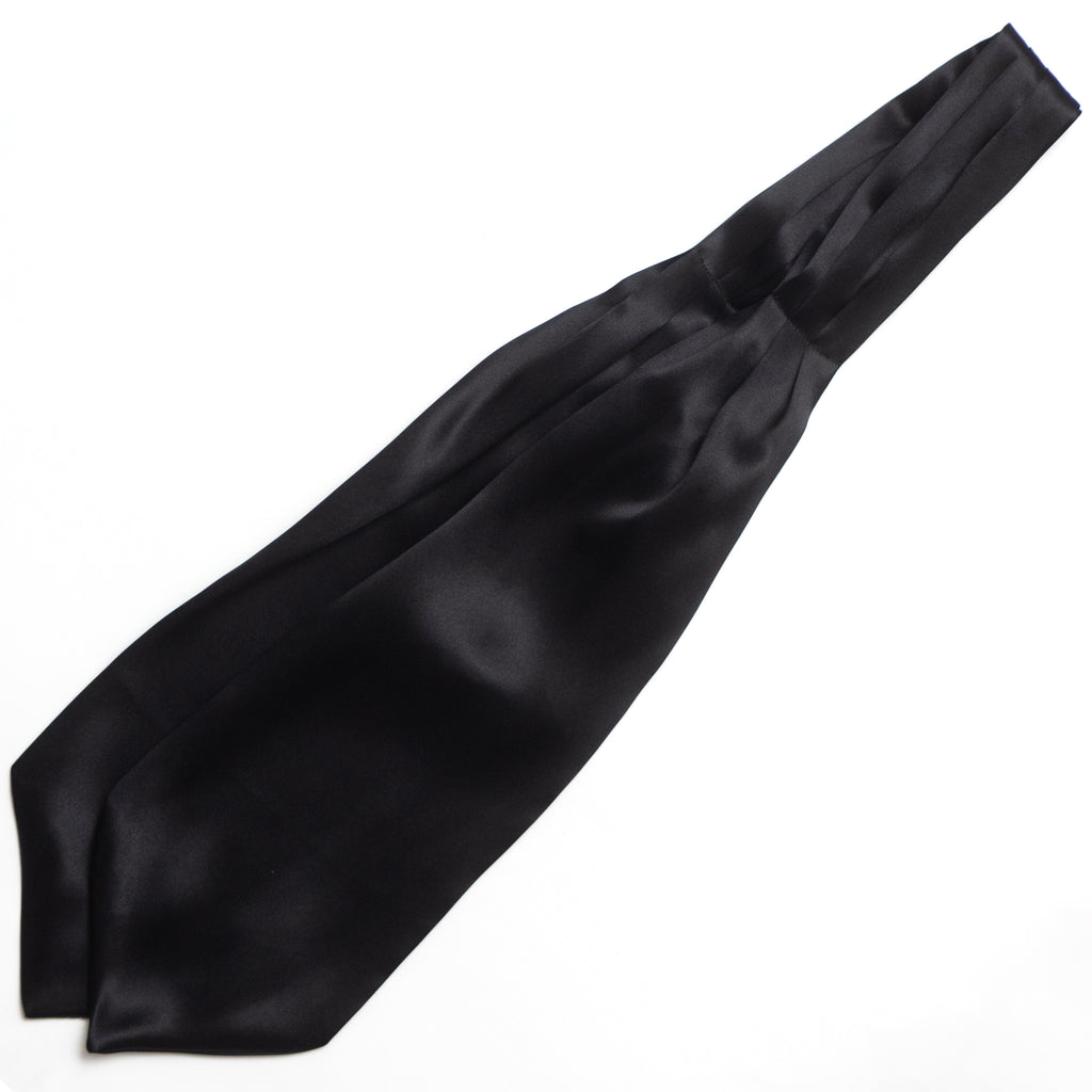 Black Charmeuse Silk Ascot Solid Black A218
