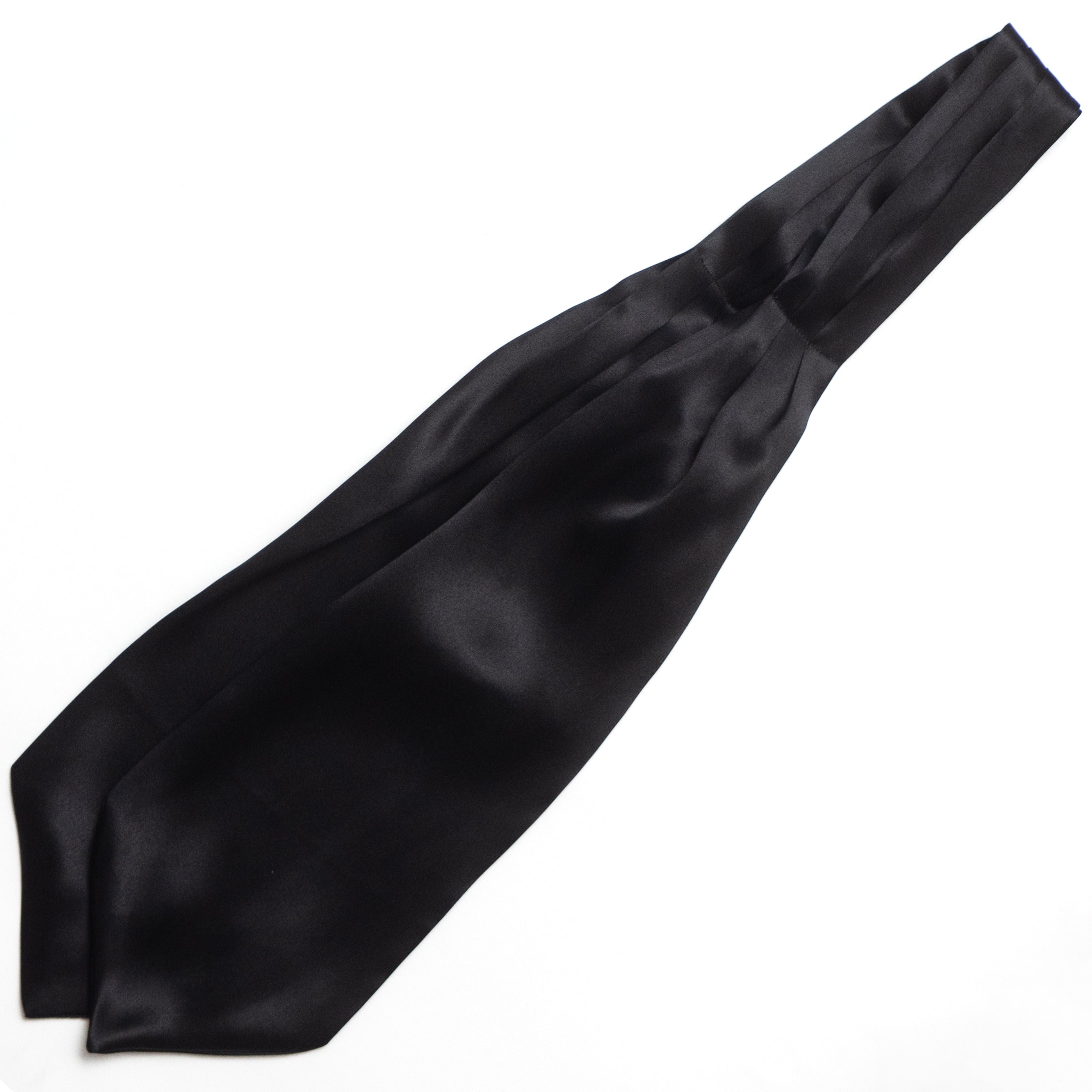 Black Charmeuse Silk Ascot Solid Black A218