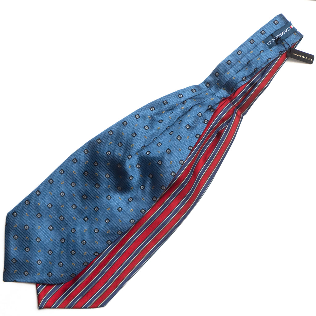 Blue Red Reversible Silk Ascot Cravat