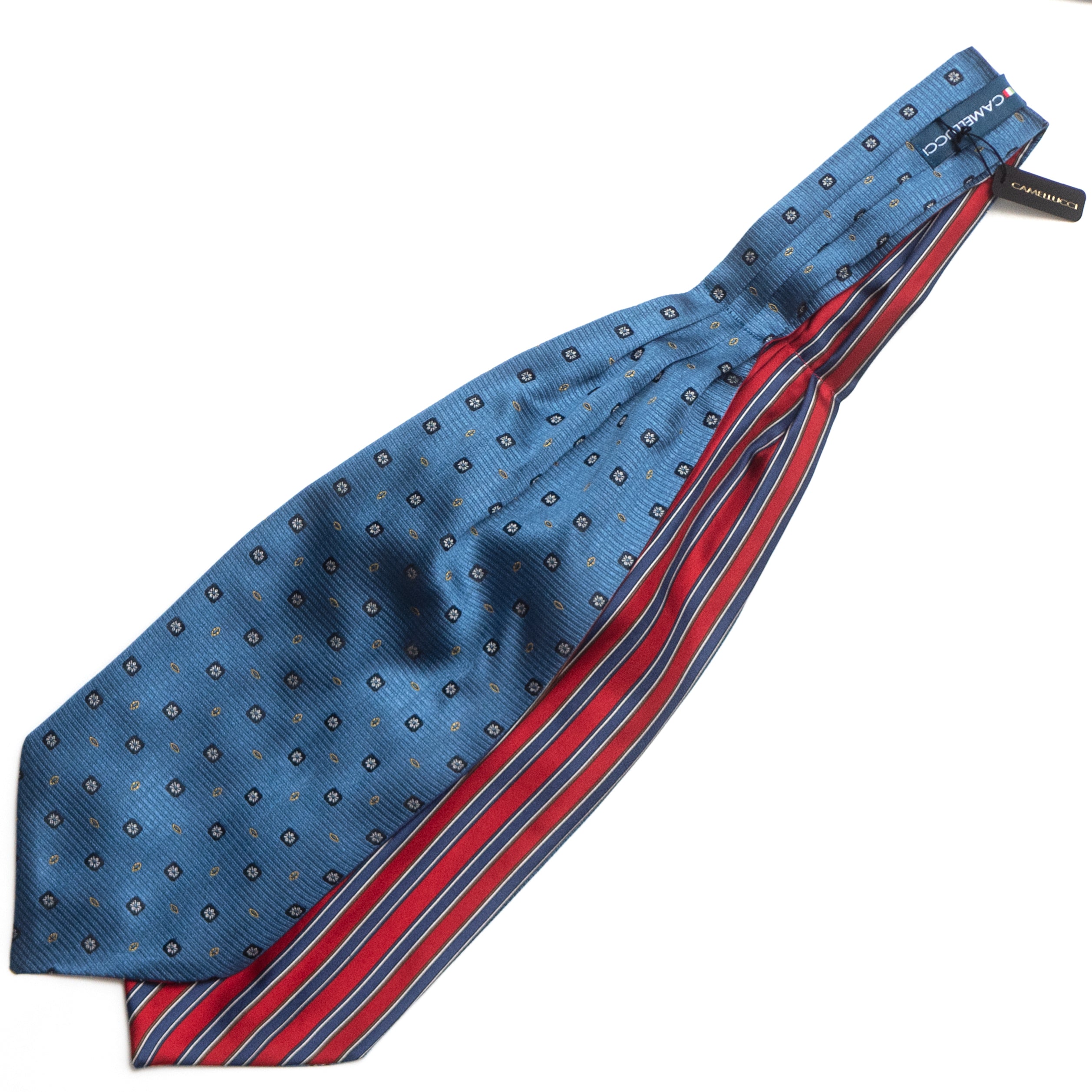 Blue Red Reversible Silk Ascot Cravat