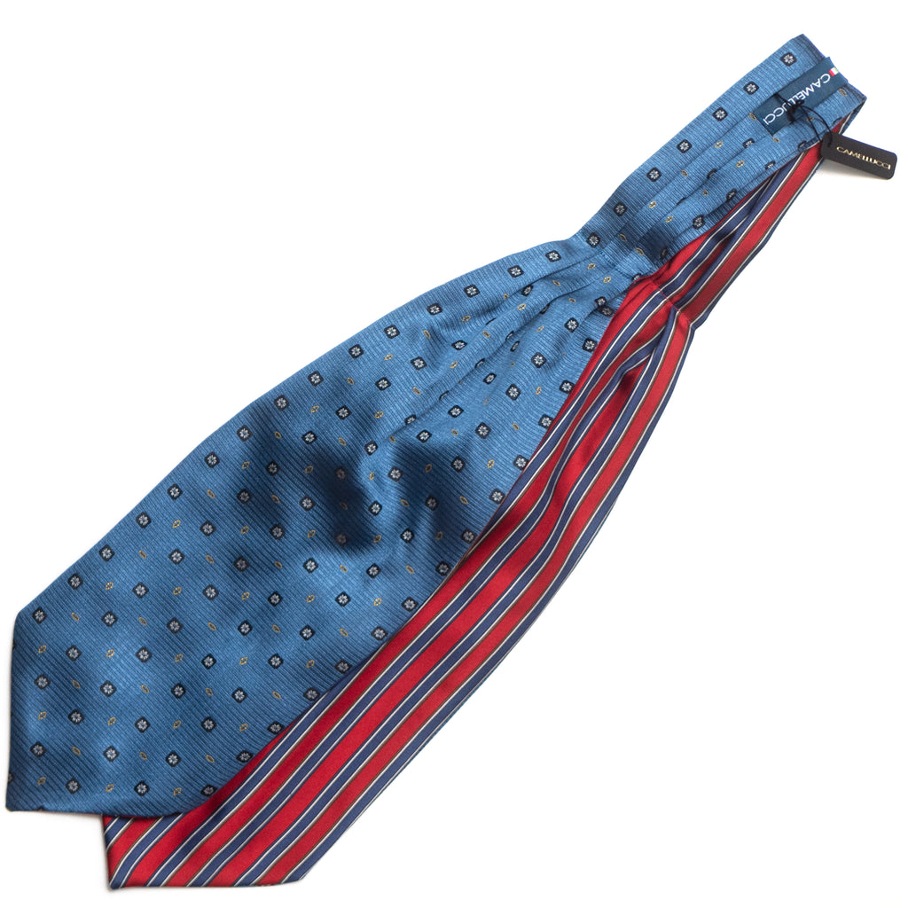 Blue Red Reversible Silk Ascot Cravat