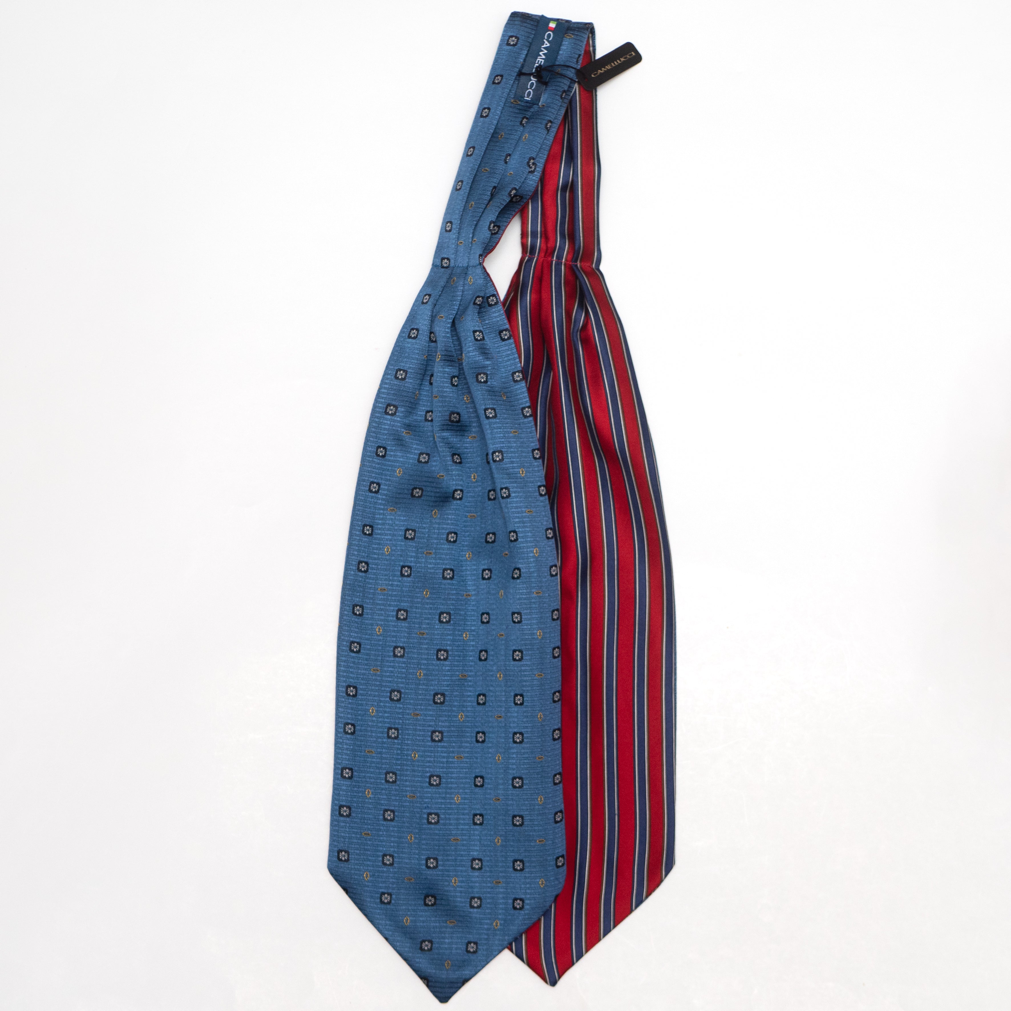 Blue Red Reversible Silk Ascot Cravat
