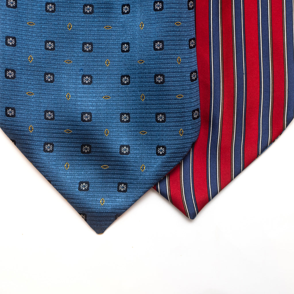 Blue Red Reversible Silk Ascot Cravat