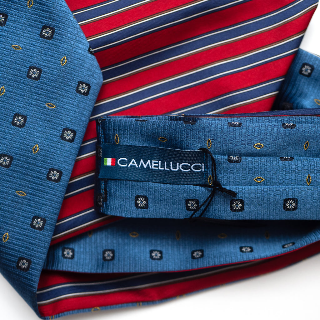 Blue Red Reversible Silk Ascot Cravat