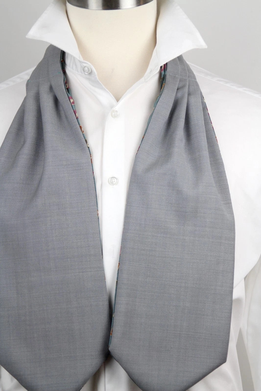 Men's Ascot Cravat Teal Blue Wool Silk