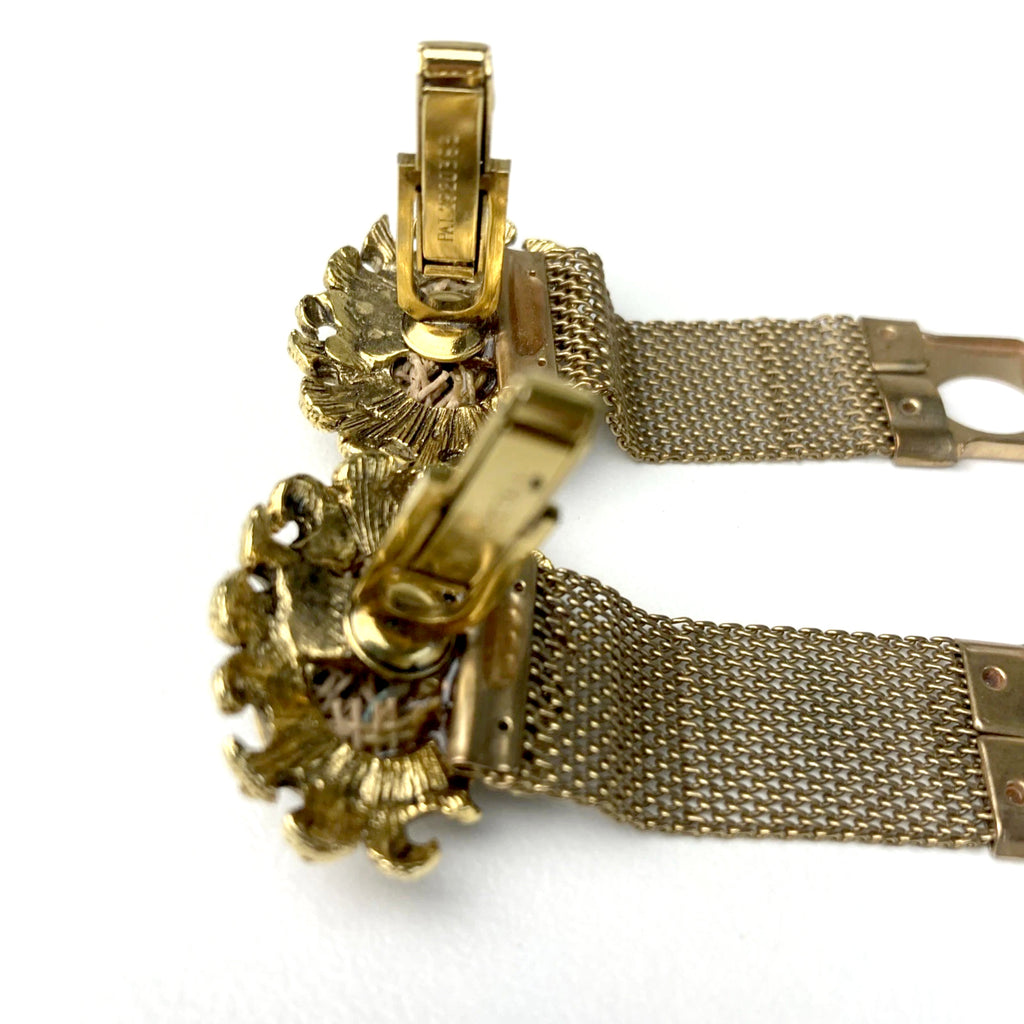 Vintage Mesh Wrap Shirt Gold Cufflinks Pat.2920363 fabric initial B