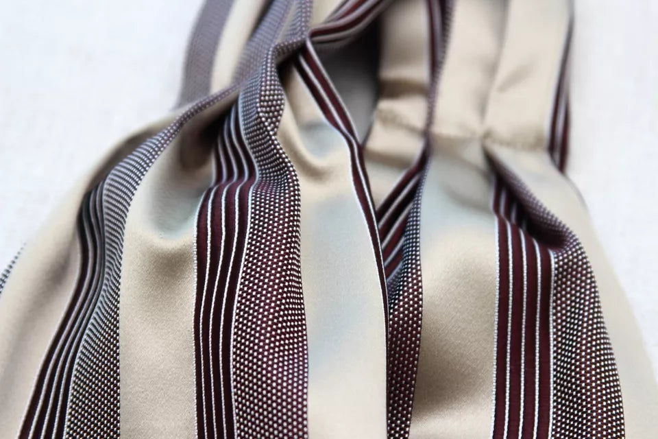 Maroon Stripe Champagne Cravat Ascot