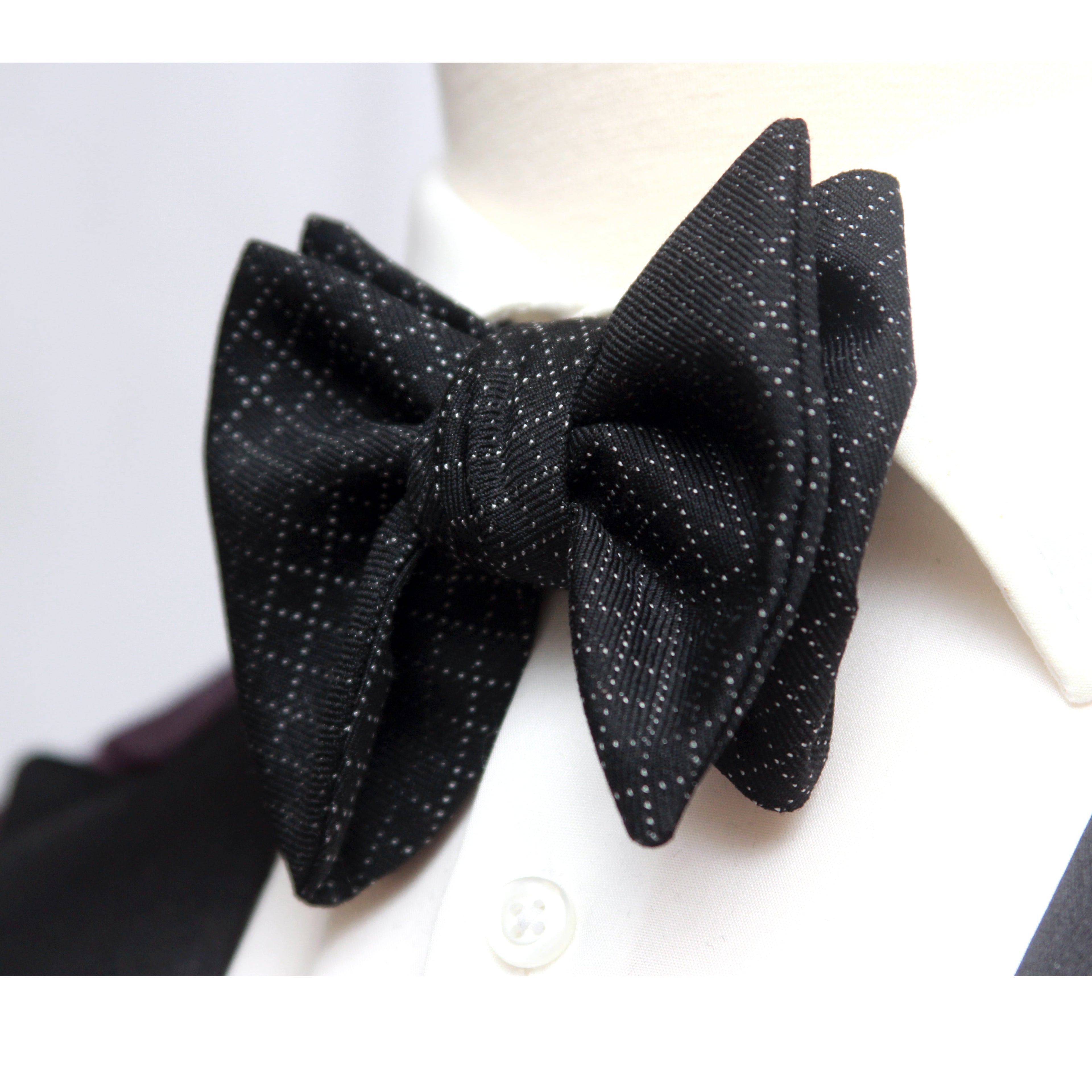 Men's Black Large Silk Bow Tie