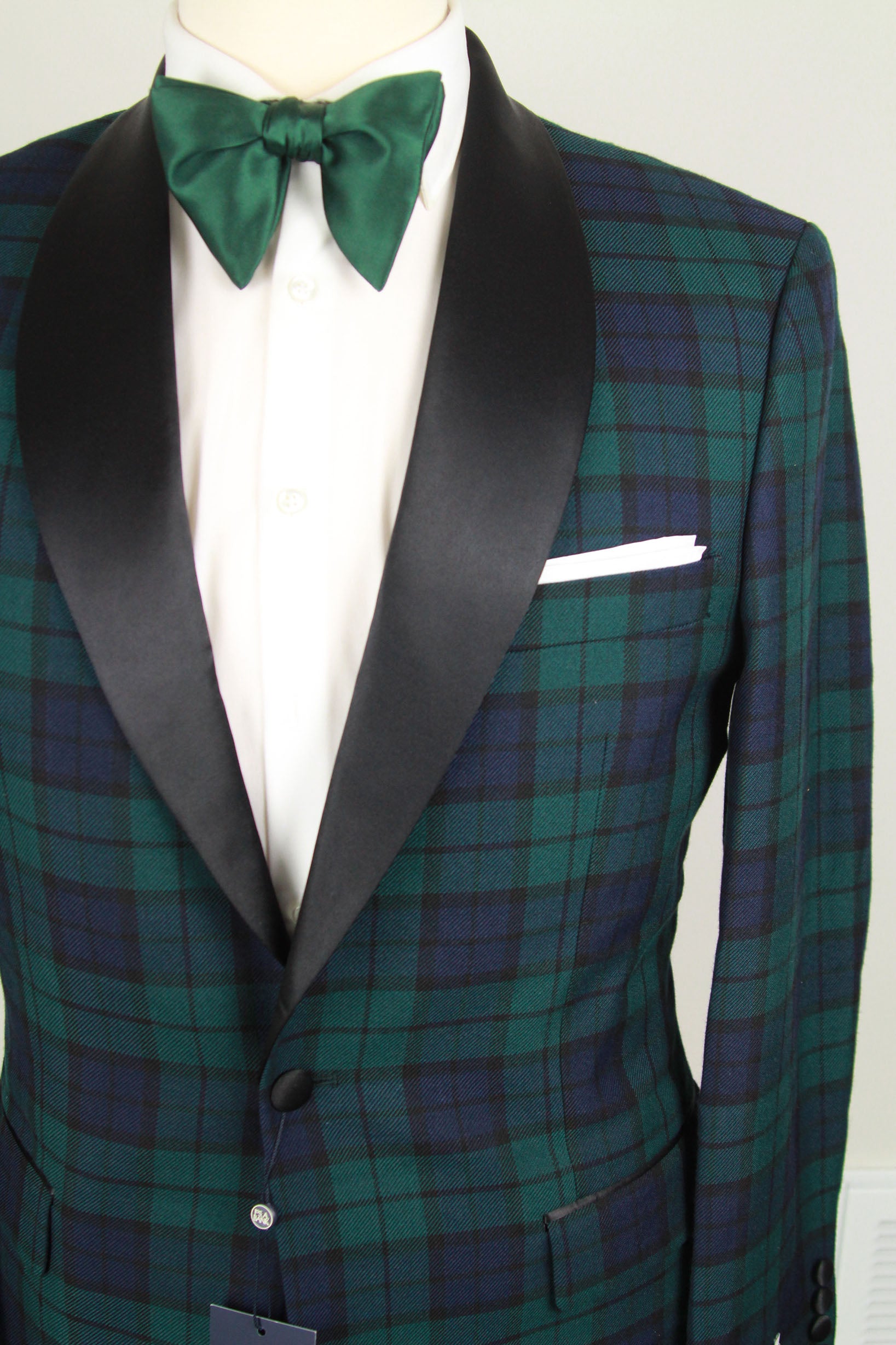 Plaid tuxedo Green Blue with big bow tie