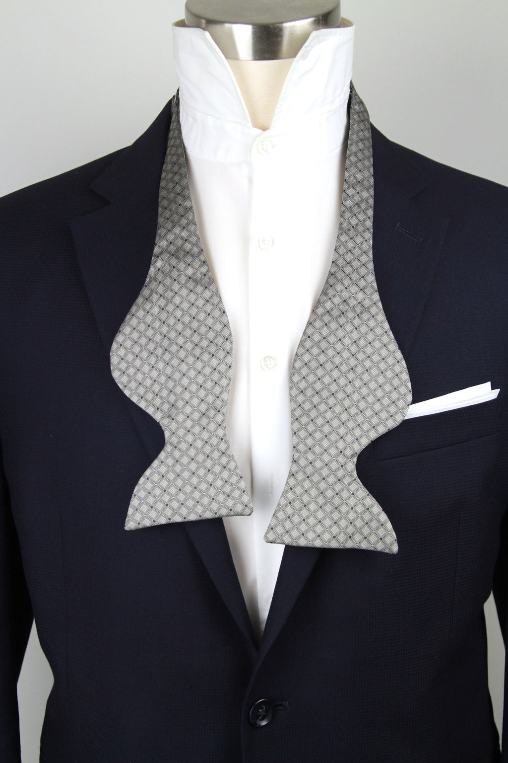 Grey Big Butterfly Silk Bow Tie