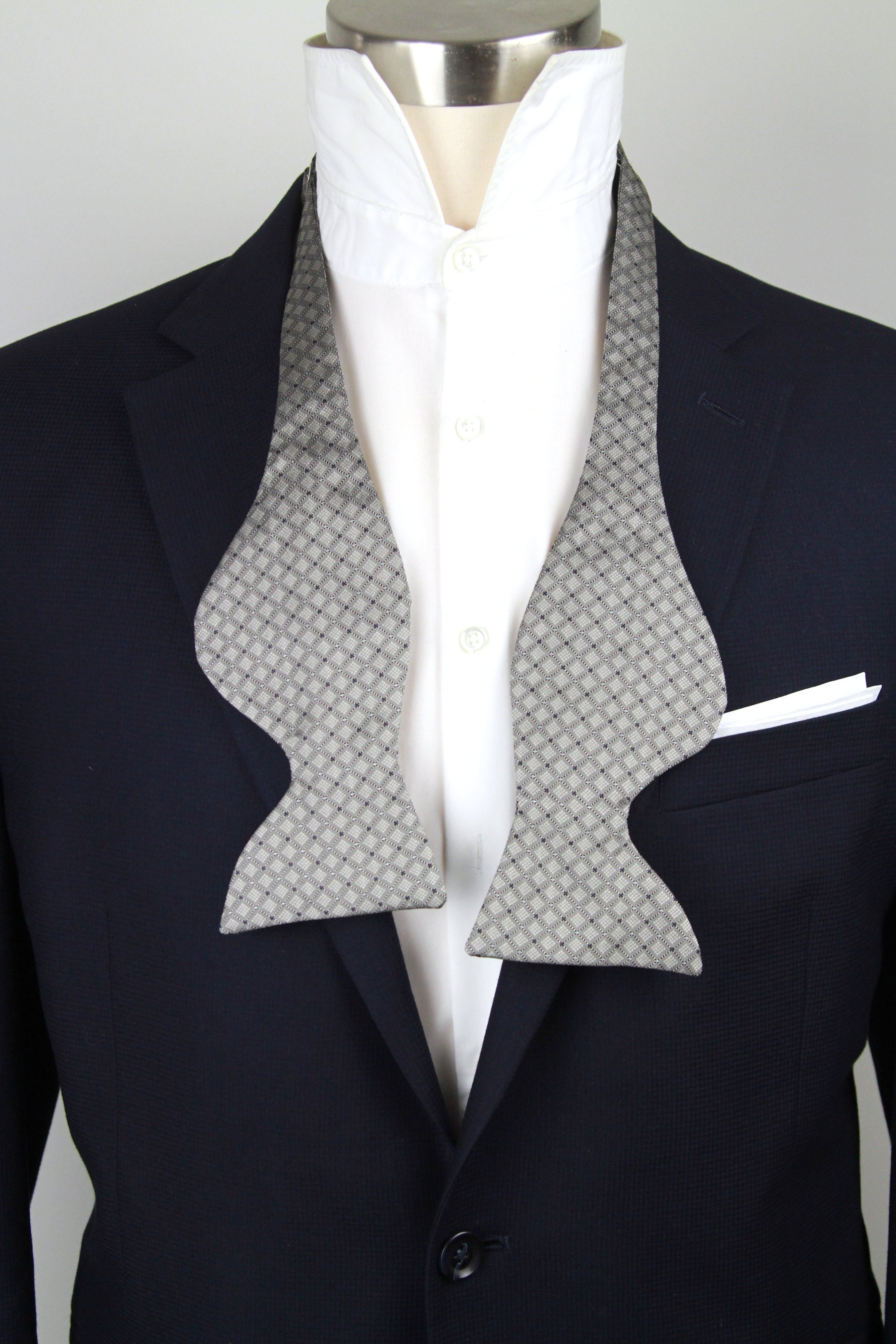 Grey Big Butterfly Silk Bow Tie