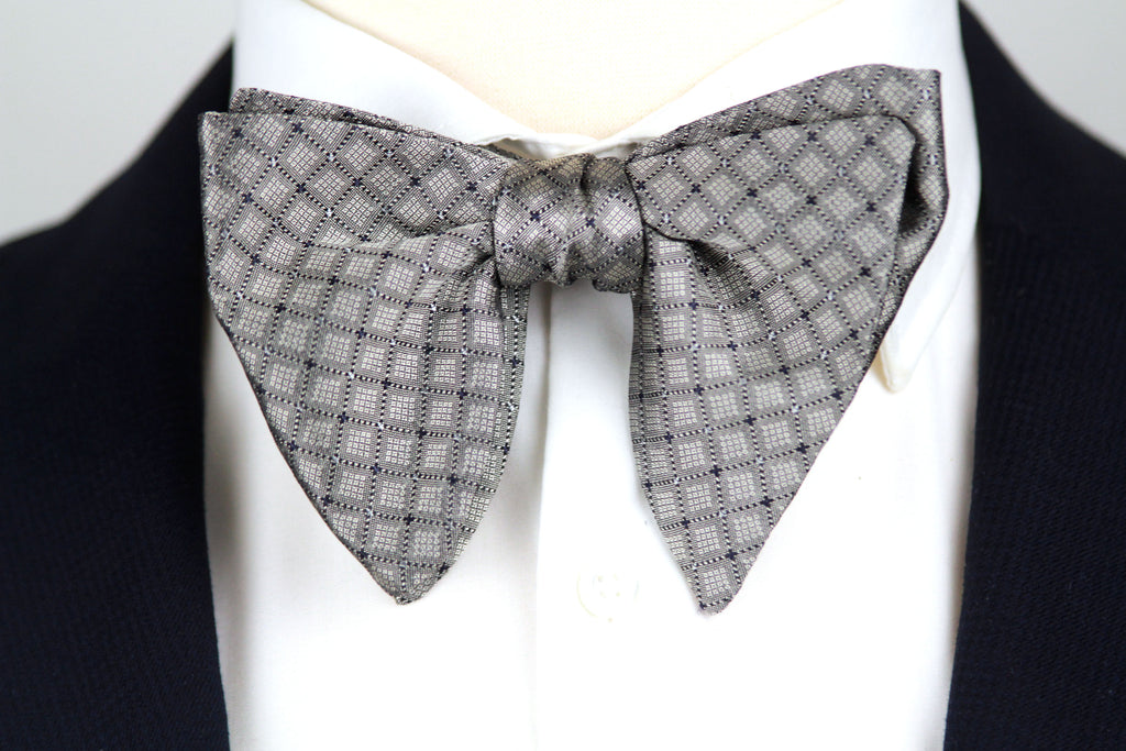 Grey Big Butterfly Silk Bow Tie