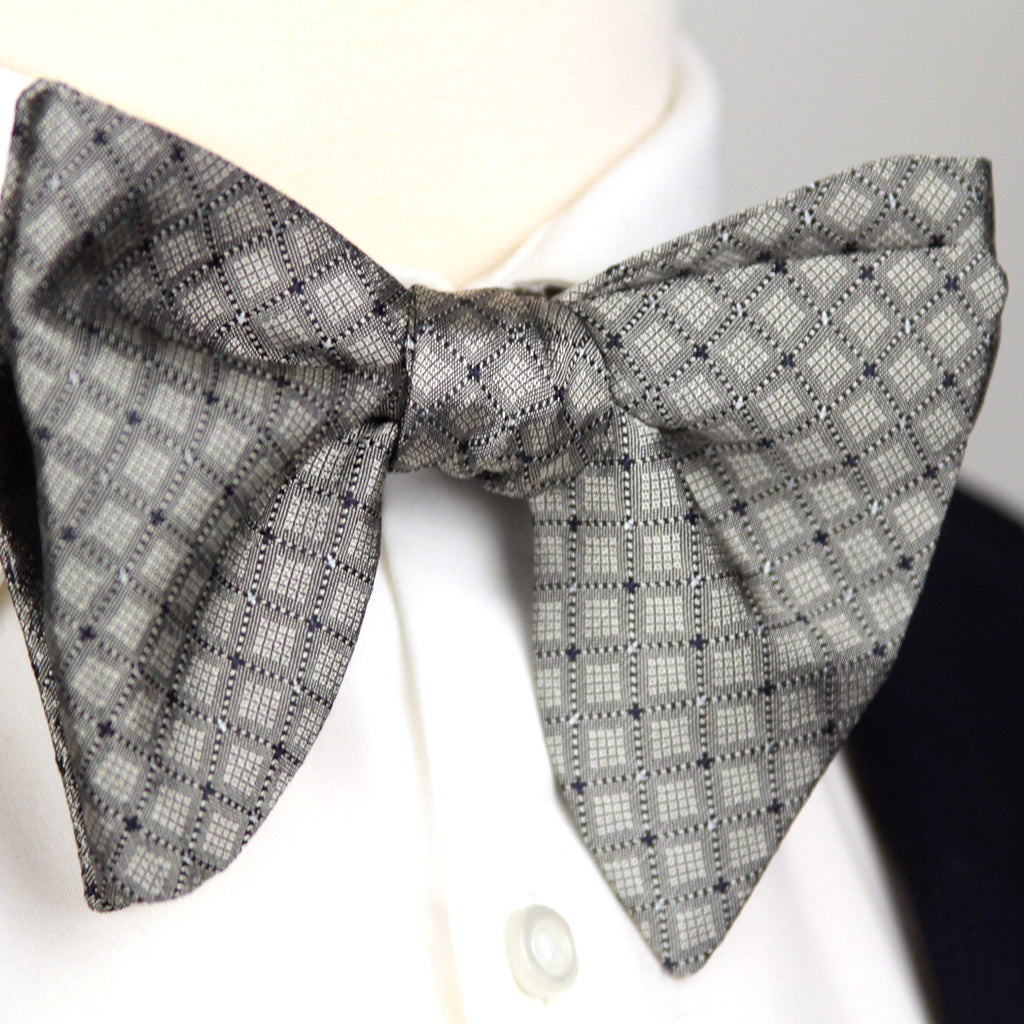 Grey Big Butterfly Silk Bow Tie