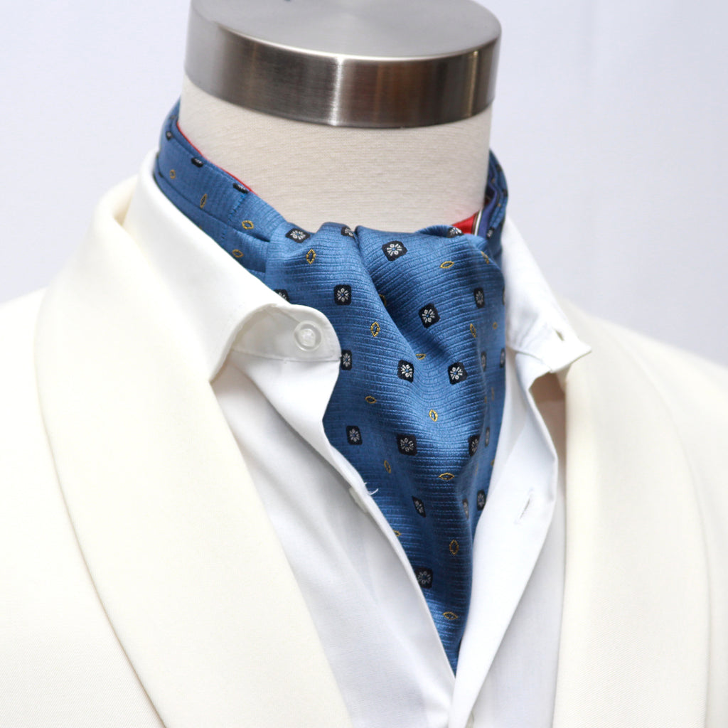 Blue Red Reversible Silk Ascot Cravat