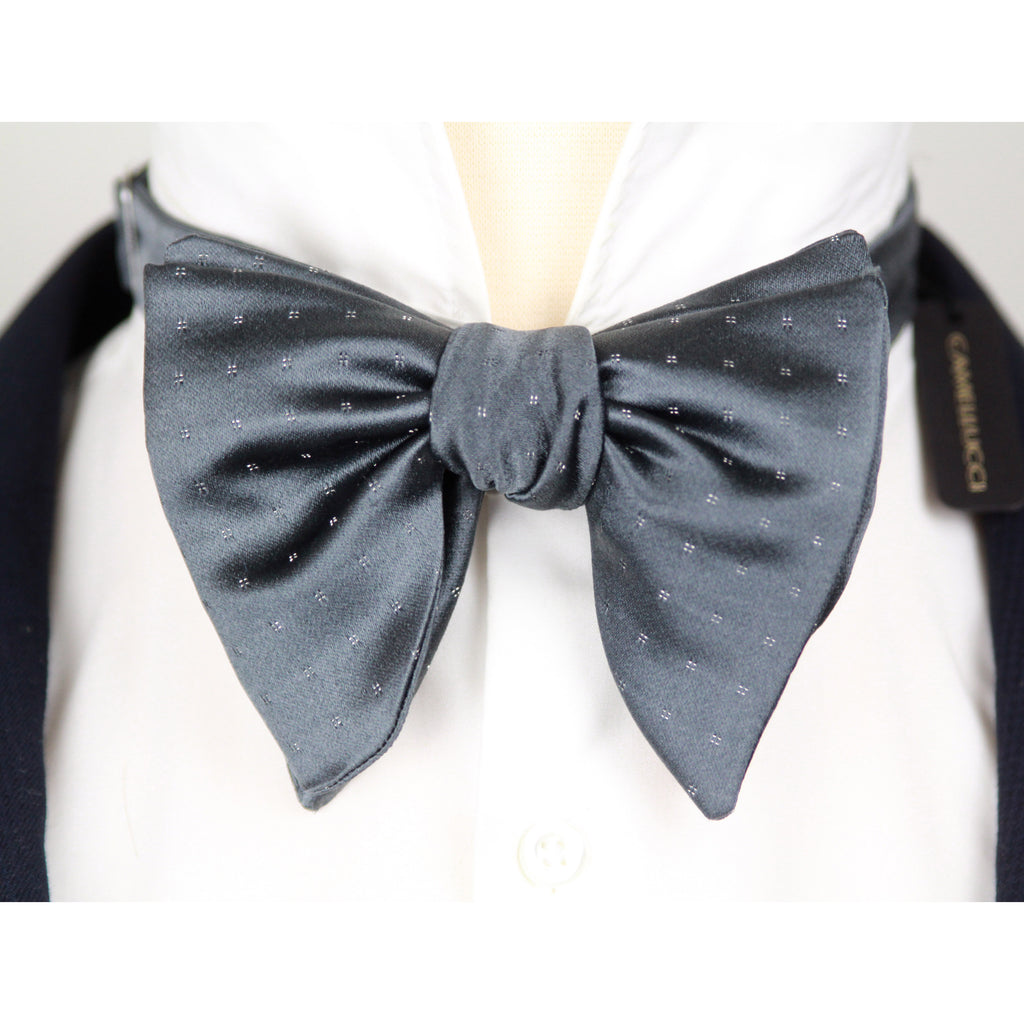 Grey Silver Polka Dot Big Butterfly Bow tie