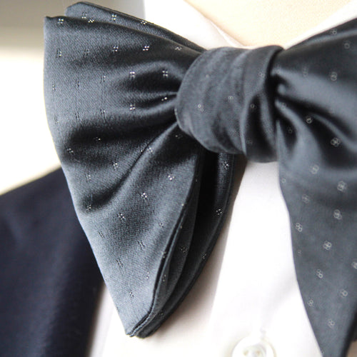 Grey Silver Polka Dot Big Butterfly Bow tie