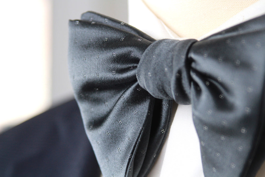 Grey Silver Polka Dot Big Butterfly Bow tie