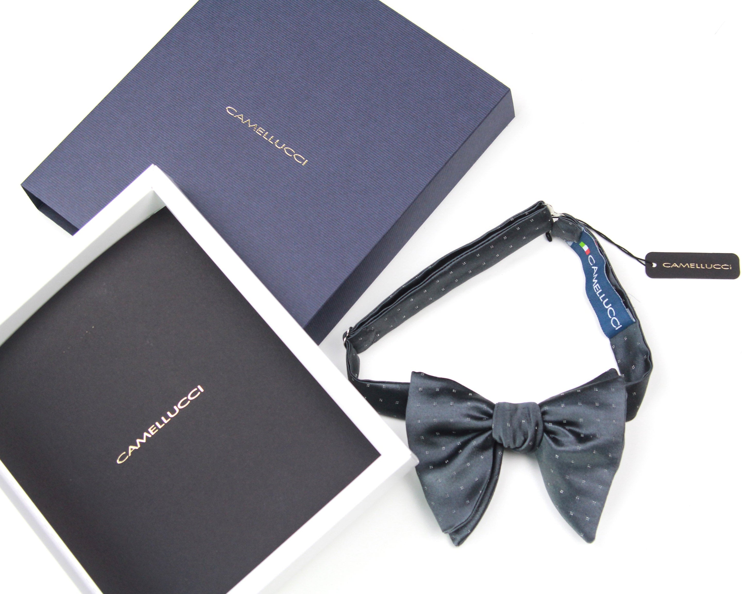 Grey Silver Polka Dot Big Butterfly Bow tie