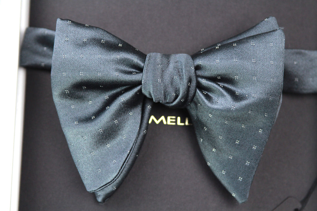 Grey Silver Polka Dot Big Butterfly Bow tie