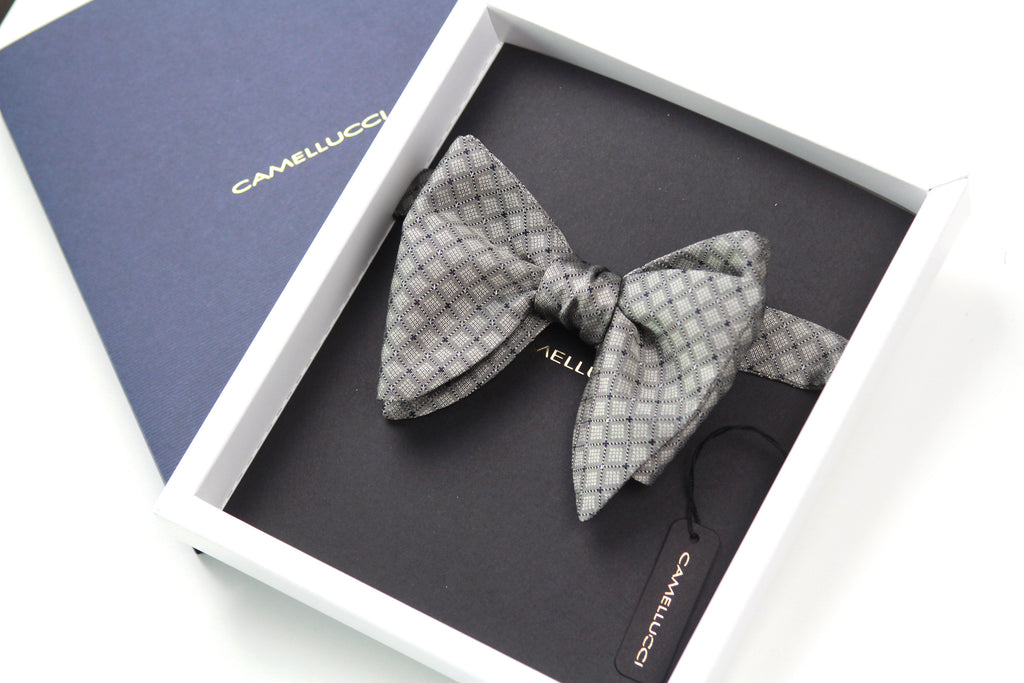 Grey Big Butterfly Silk Bow Tie