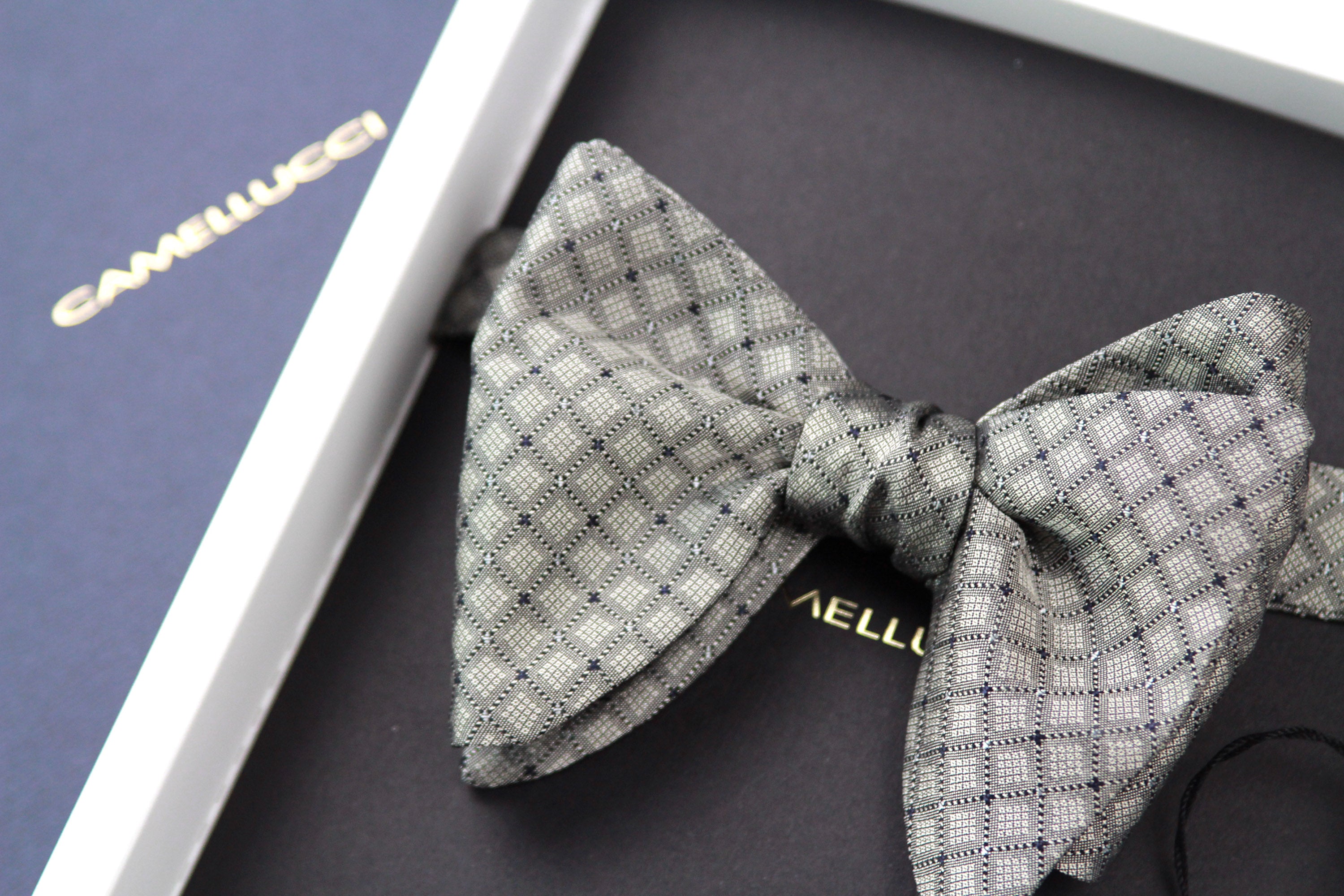 Grey Big Butterfly Silk Bow Tie