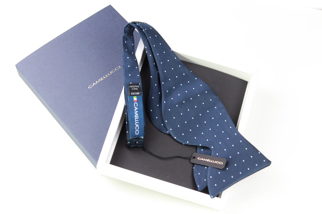 Big Butterfly Navy dusty blue Polka Dot Silk Bow Tie