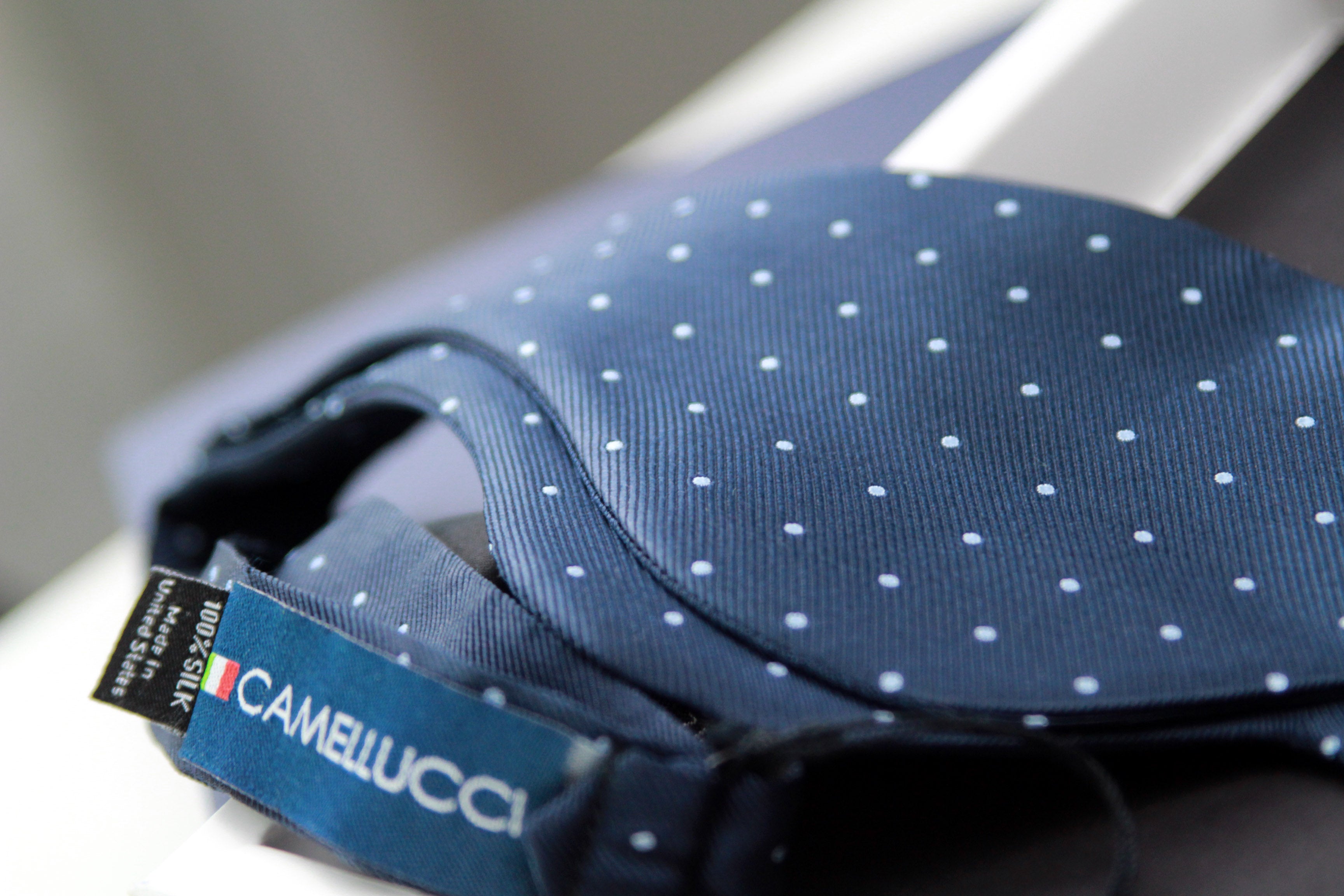 Big Butterfly Navy dusty blue Polka Dot Silk Bow Tie