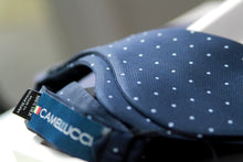 Load image into Gallery viewer, Big Butterfly Navy dusty blue Polka Dot Silk Bow Tie
