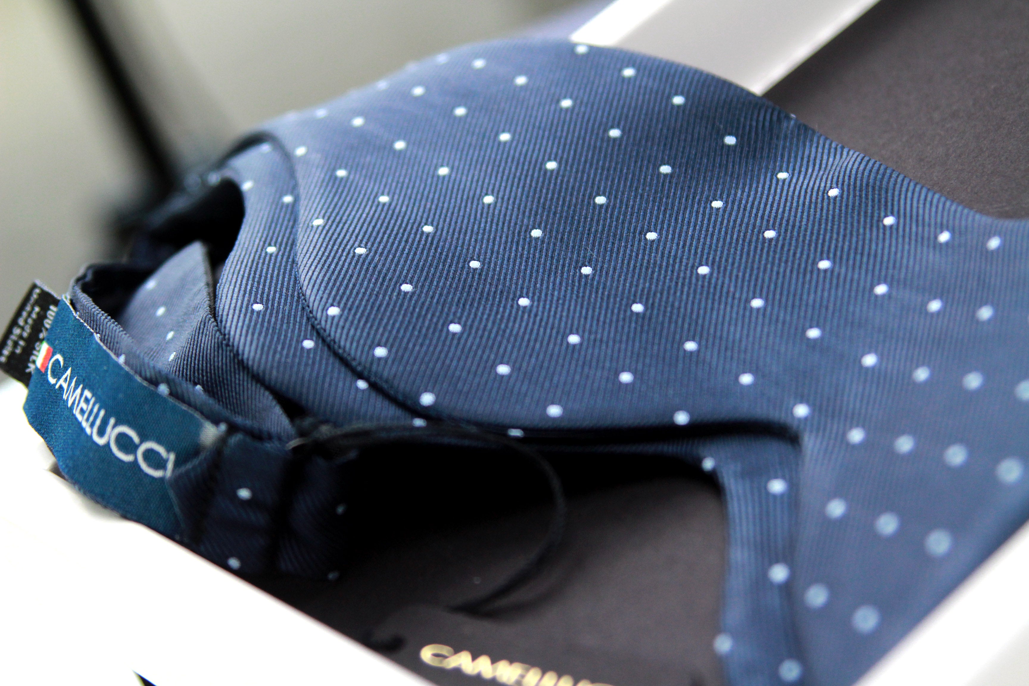 Big Butterfly Navy dusty blue Polka Dot Silk Bow Tie