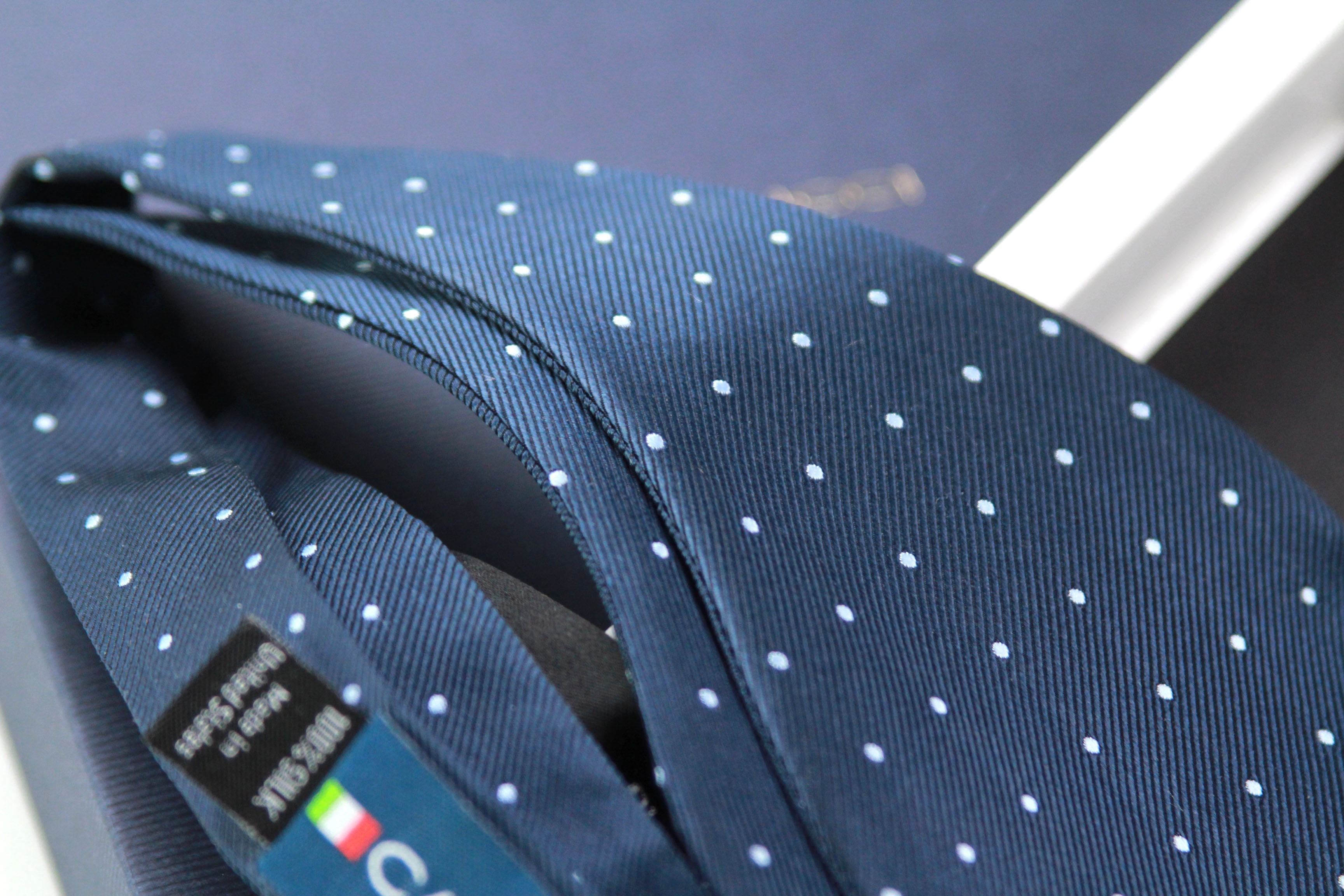 Big Butterfly Navy dusty blue Polka Dot Silk Bow Tie