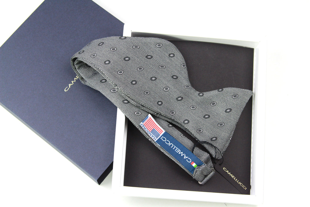 Big Butterfly Grey Ornament Silk Bow Tie
